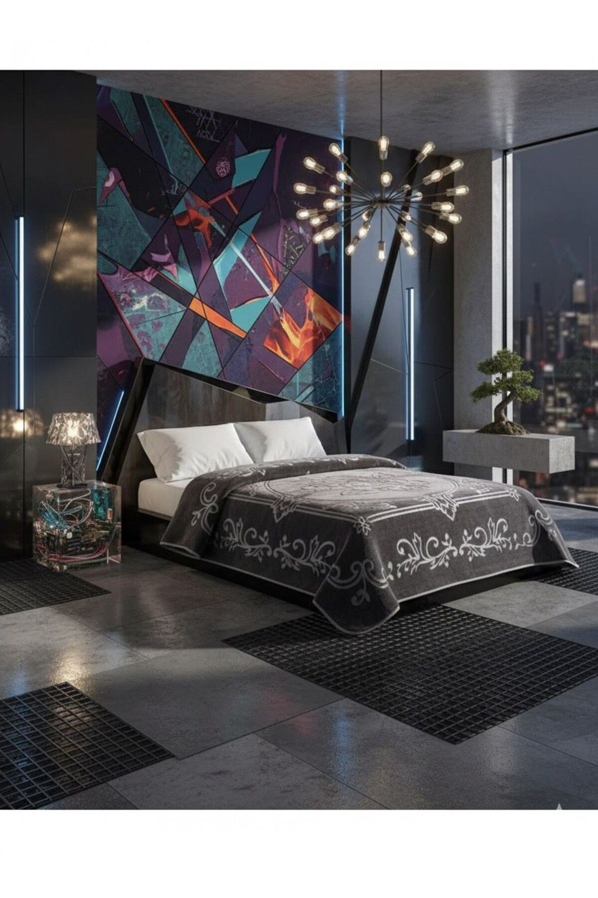 Kristal Kabartmalı Embos Kalın Battaniye Çift Kişilik