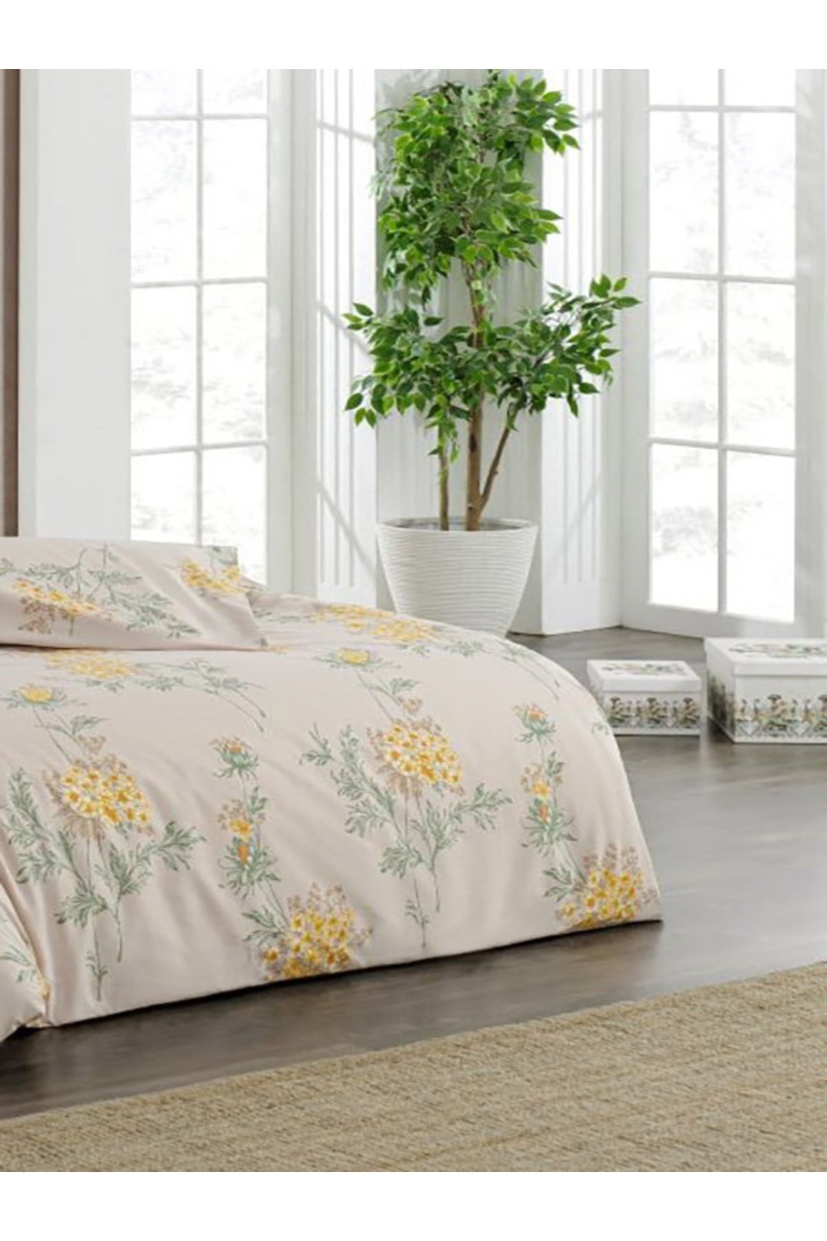Kristal Ranforce Çift Kişilik Nevresim Takımı | %100 Pamuk | 57 Tel | 4 Parça | Lüks Kutu