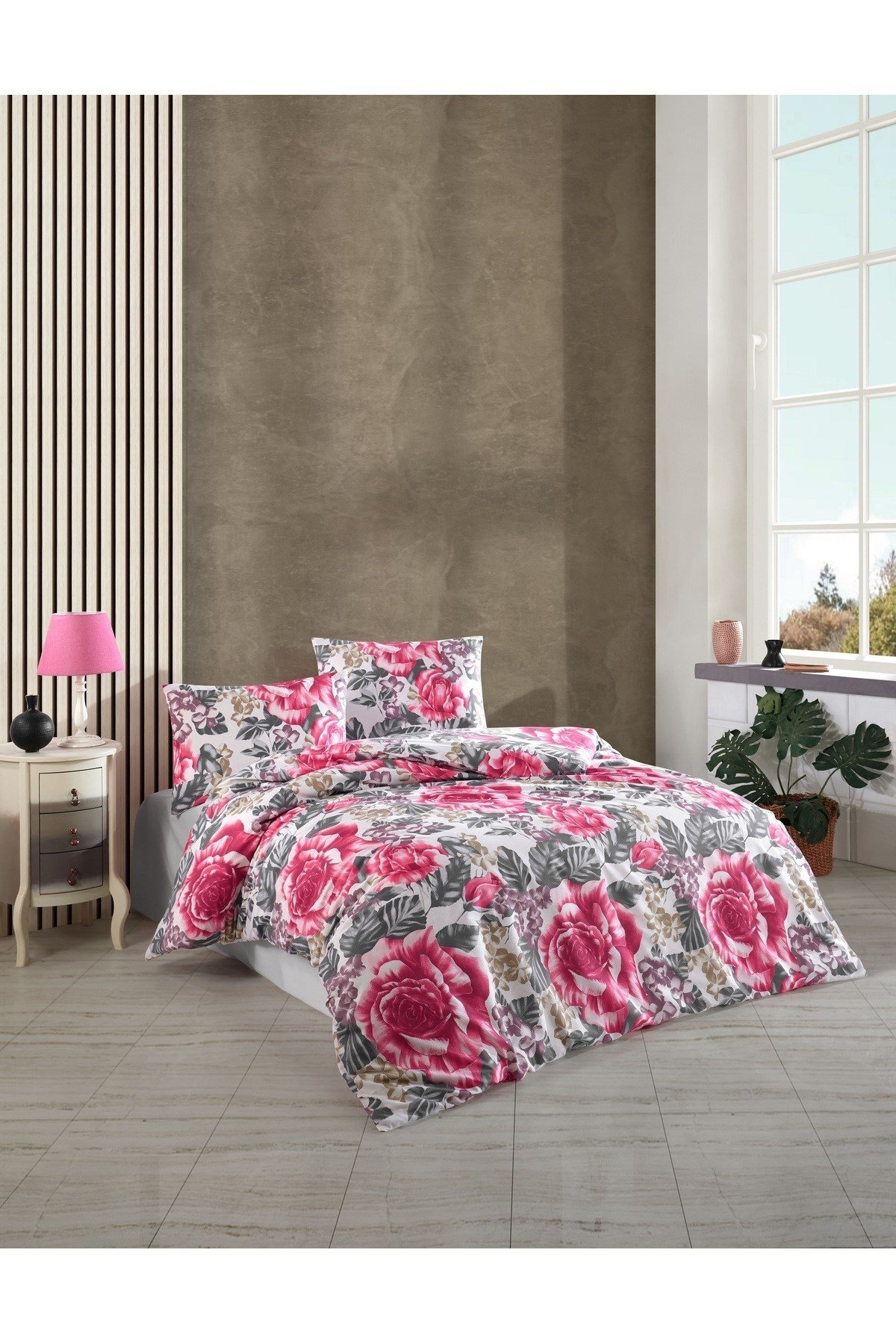 Kristal Ranforce Çift Kişilik Nevresim Takımı | %100 Pamuk | 57 Tel | 4 Parça | Lüks Kutu