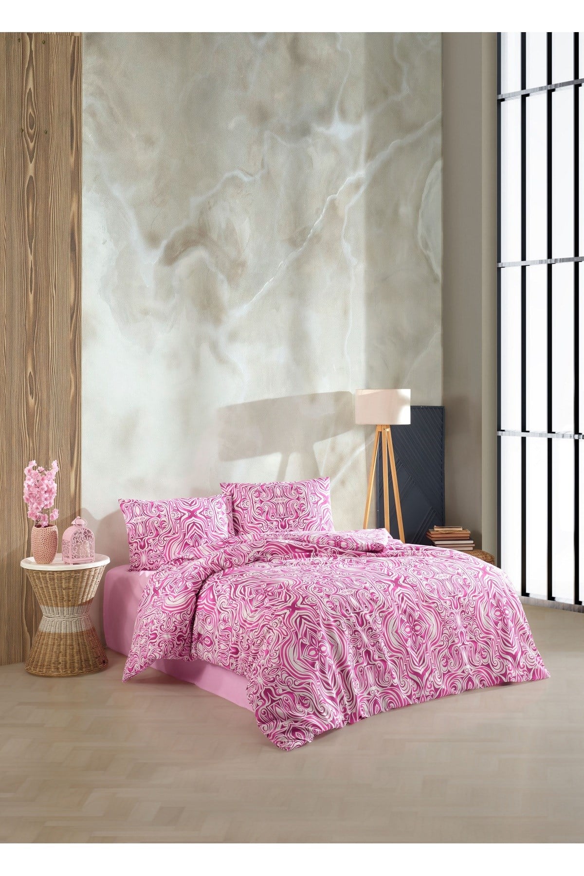 Kristal Ranforce Çift Kişilik Nevresim Takımı | %100 Pamuk | 57 Tel | 4 Parça | Lüks Kutu