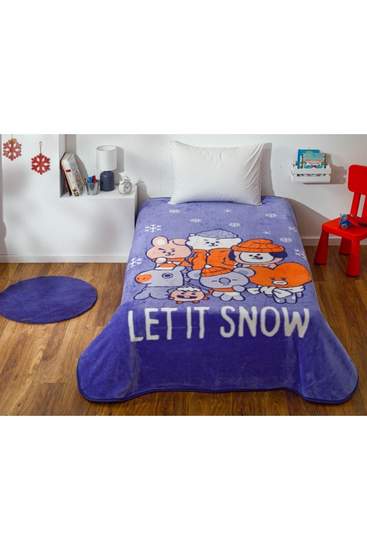 Lisanslı Bt21 Let İt Snow Tek Kişilik Battaniye