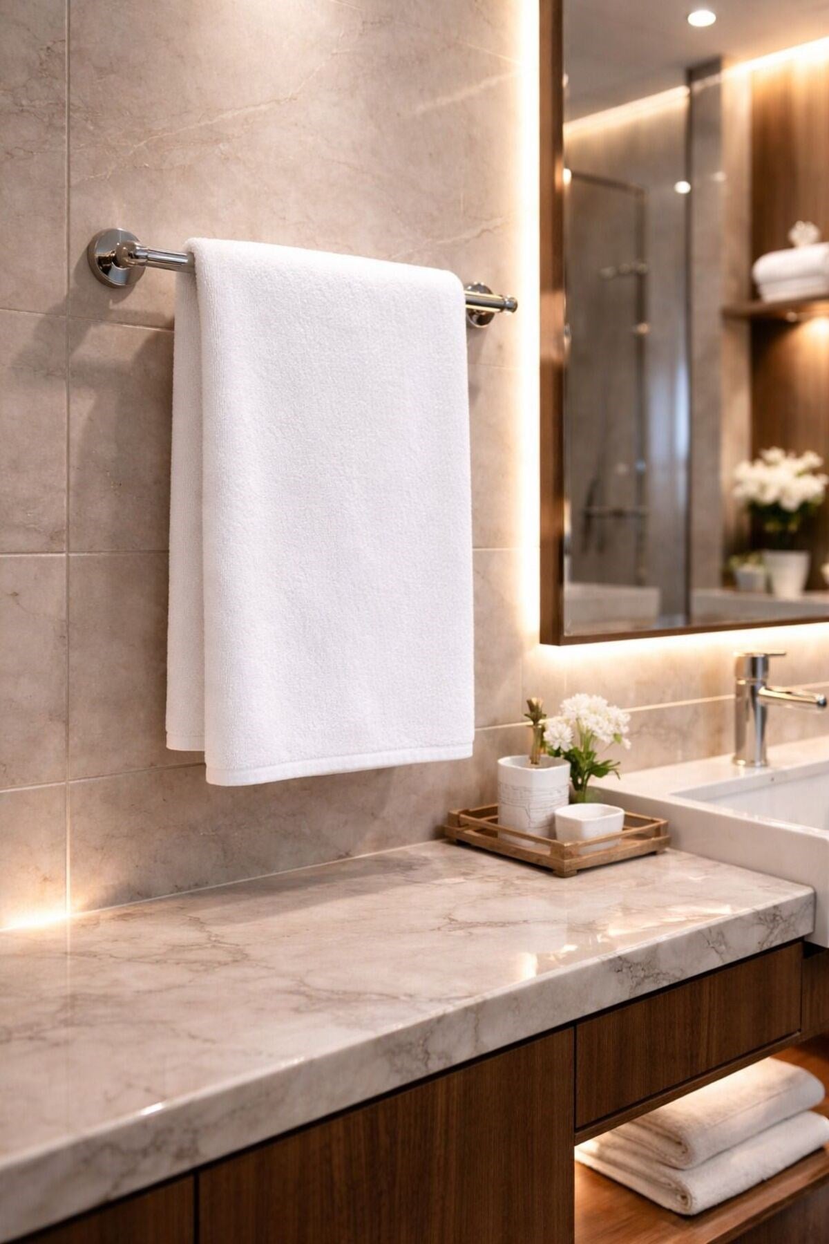 Lüks Otel Kalitesi El Havlusu 50x90 cm | 1 Adet | %100 Pamuk, Ultra Yumuşak, Yüksek Emici, Dayanıklı