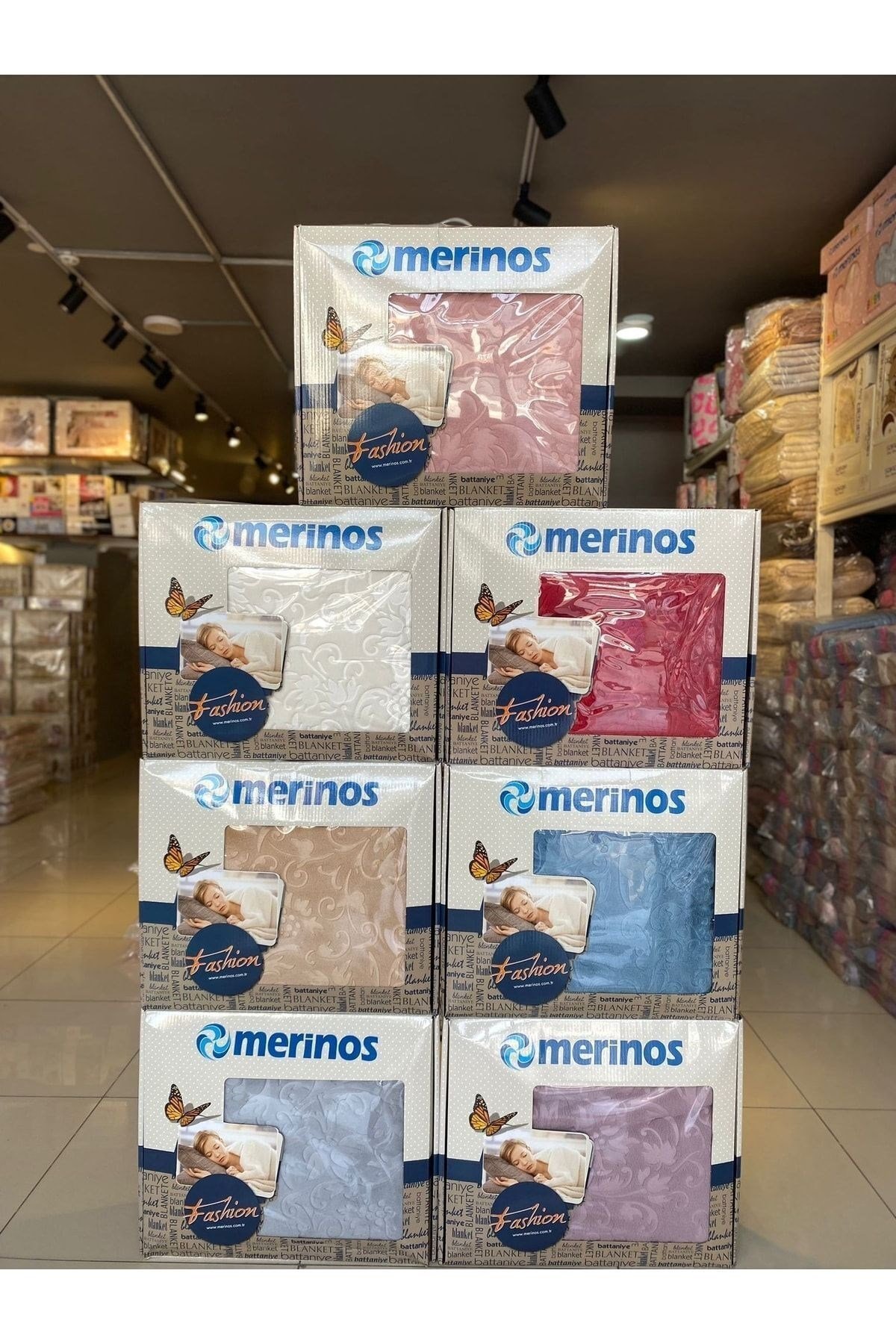 Merinos Fashion Çift Kişilik Kutulu Battaniye 200x240 3400gr - Krem Renk