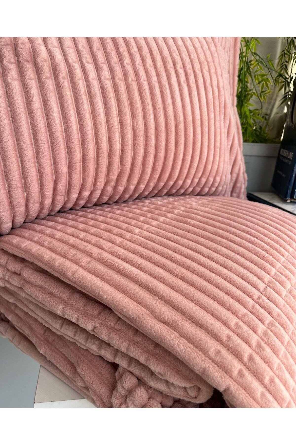 Merinos Modern Line 3 Parça Battaniye Seti Pudra