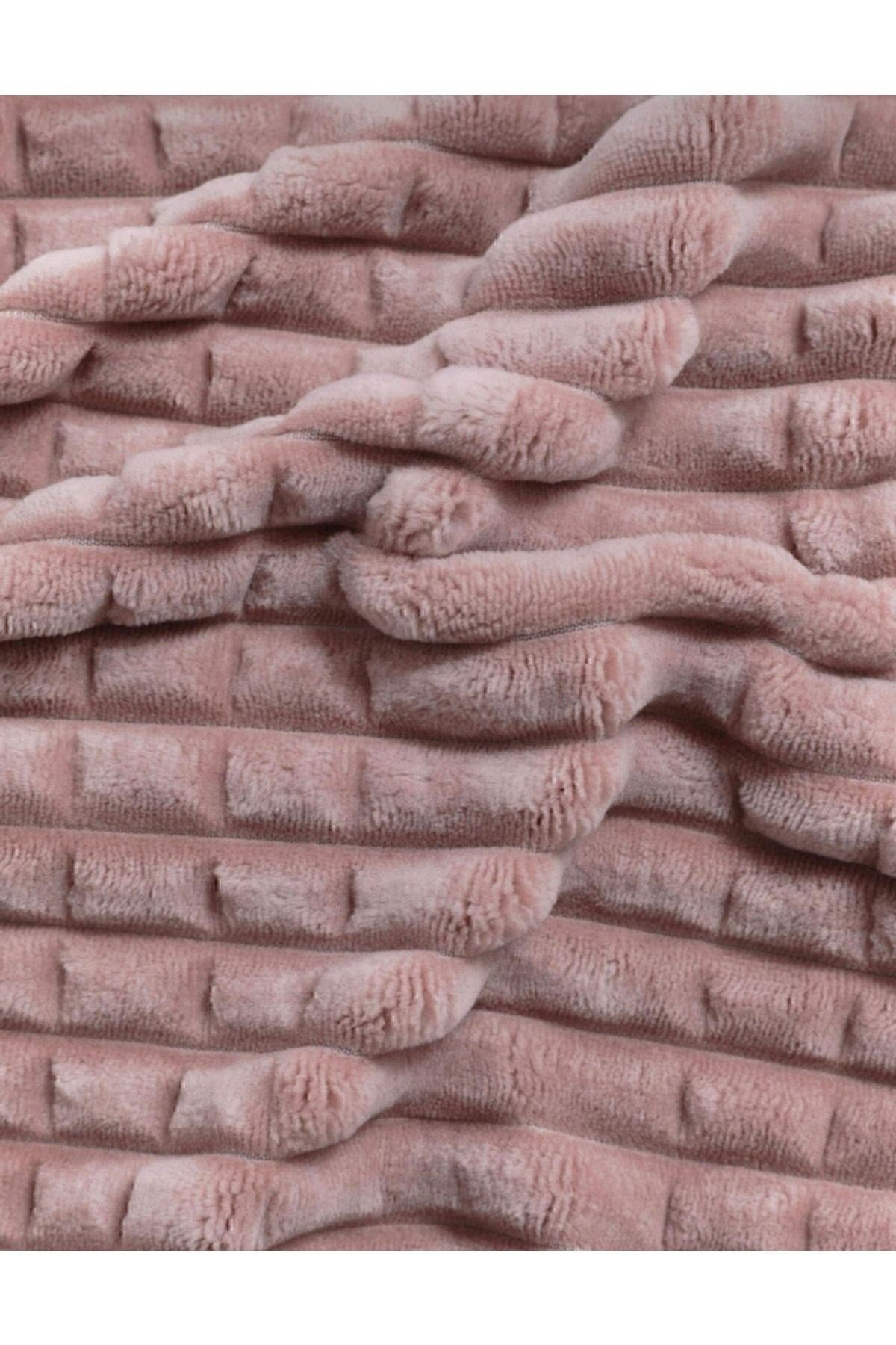 Merinos Modern Line 3 Parça Battaniye Seti Pudra