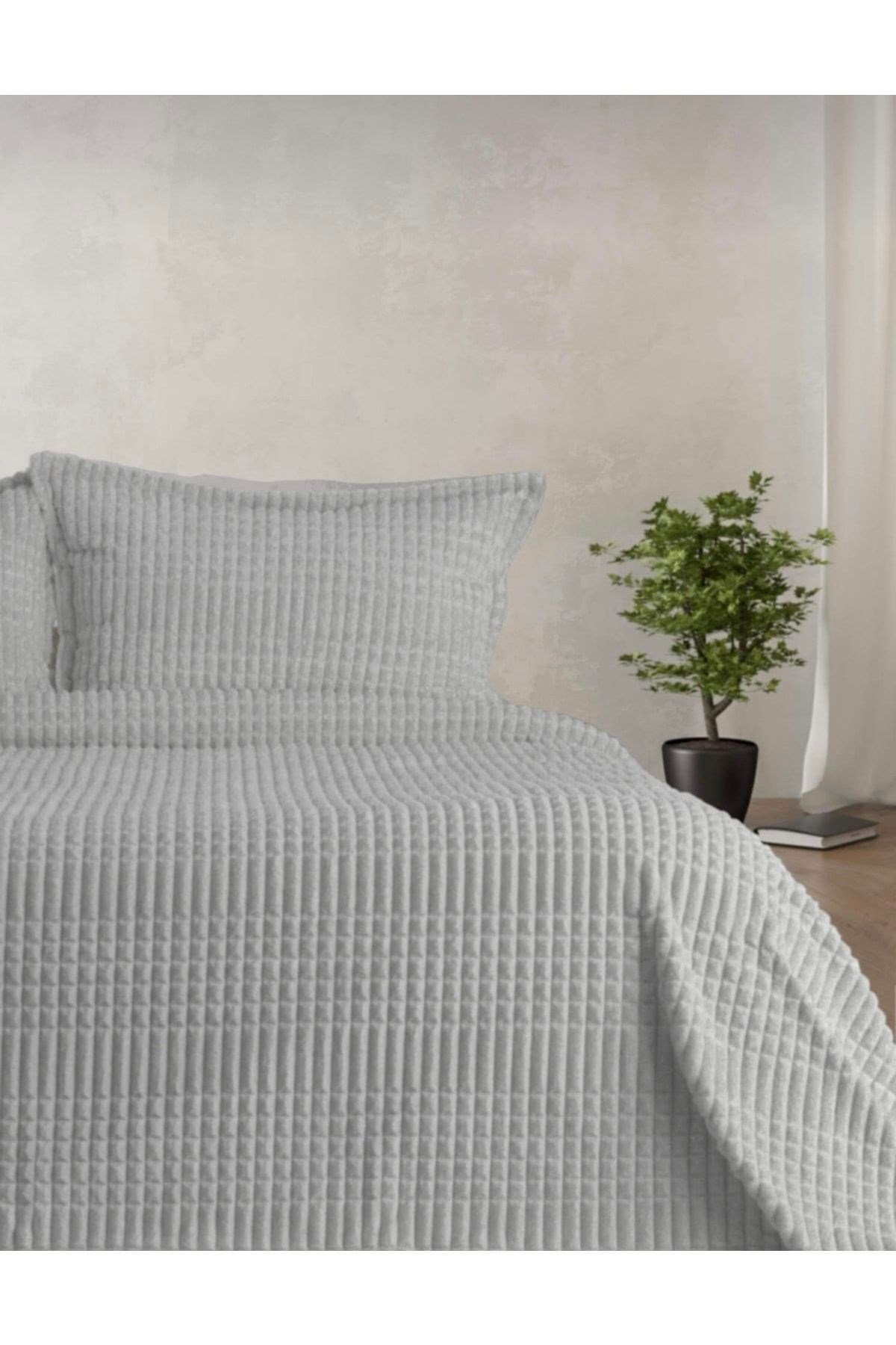 Merinos Modern Line 3 Parça Battaniye Seti -Gri ( Kutulu Çeyizlik )