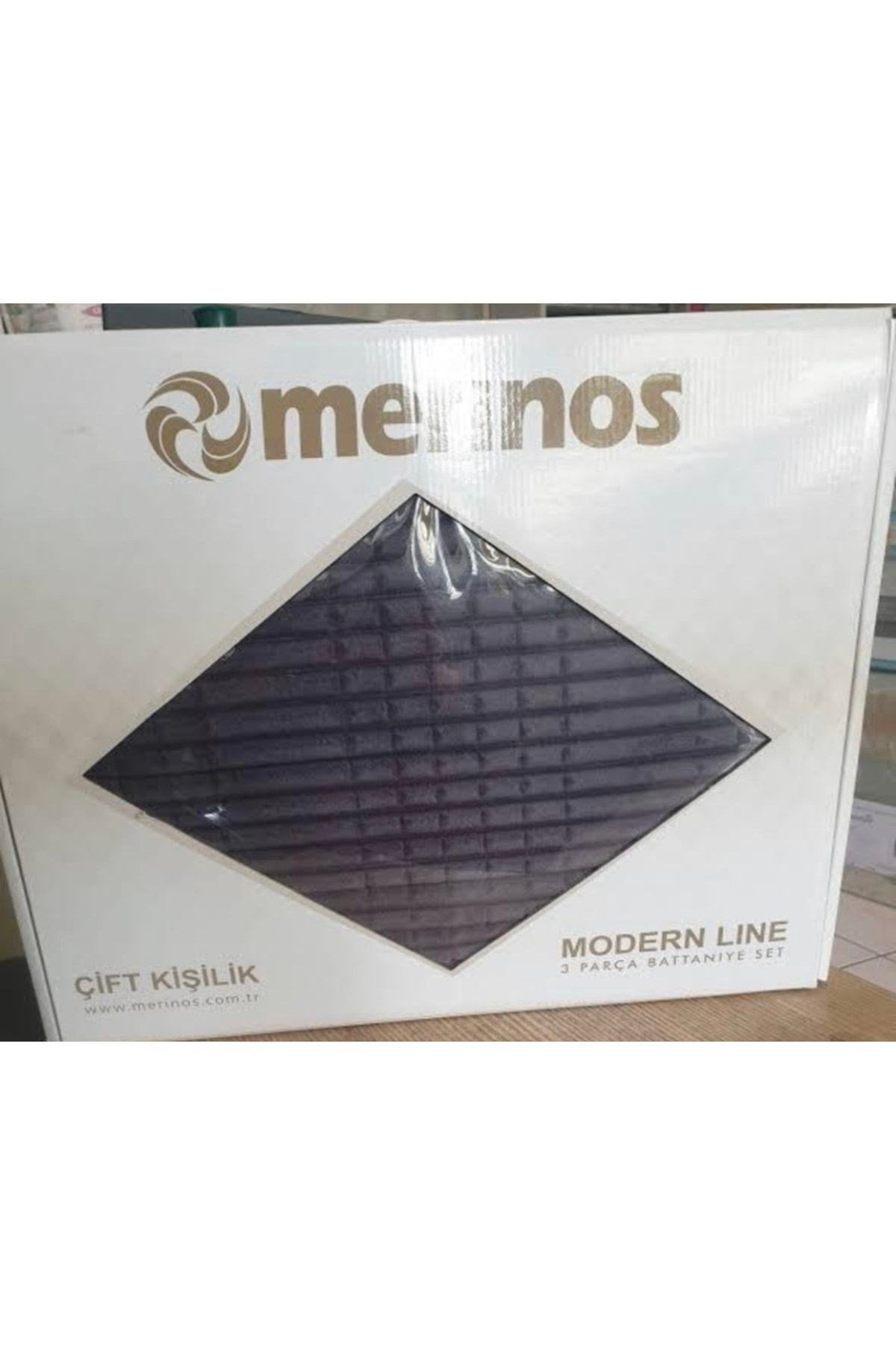 Merinos Modern Line 3 Parça Battaniye Seti Antrasit