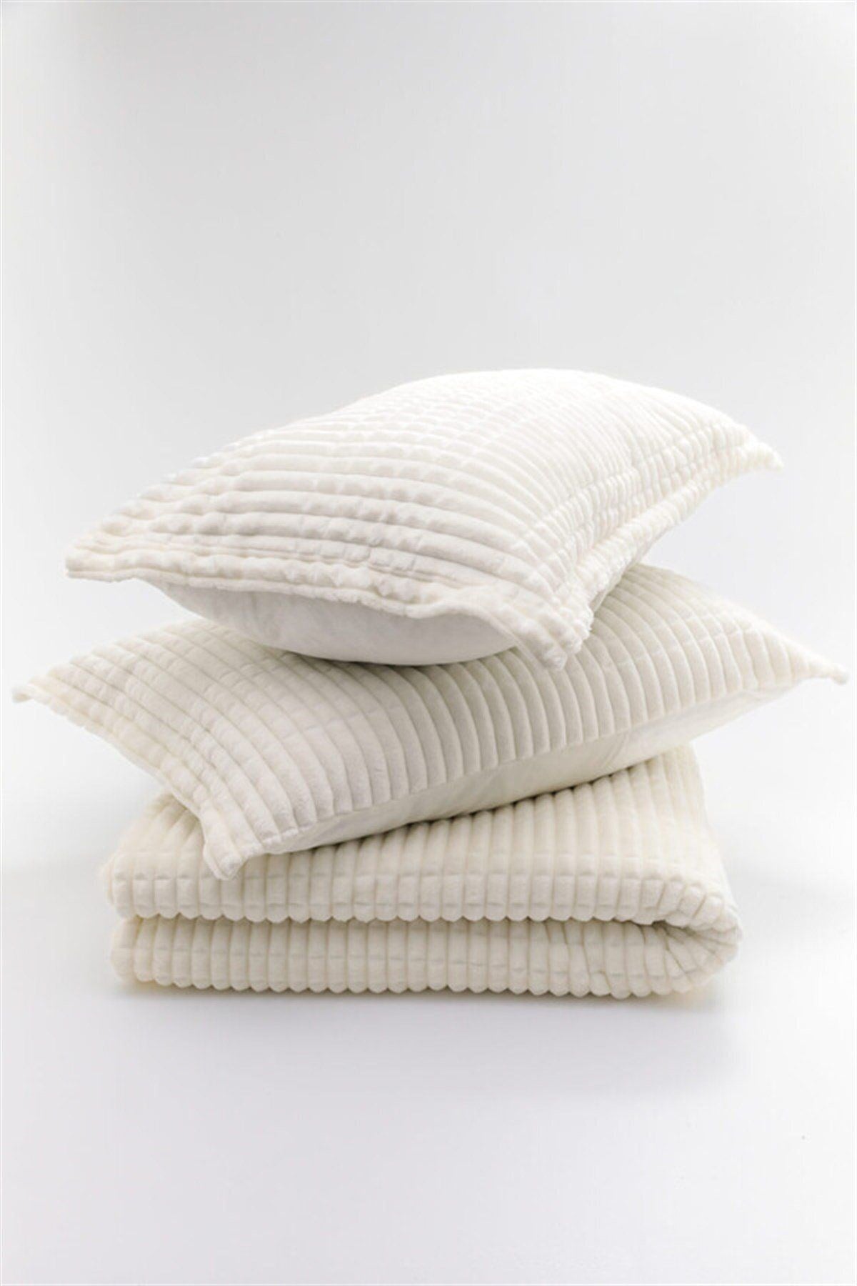 Merinos Modern Lıne 3 Parça Yatak Örtüsü Battaniye Seti ÇİFT KİŞİLİK modernlınekemik02