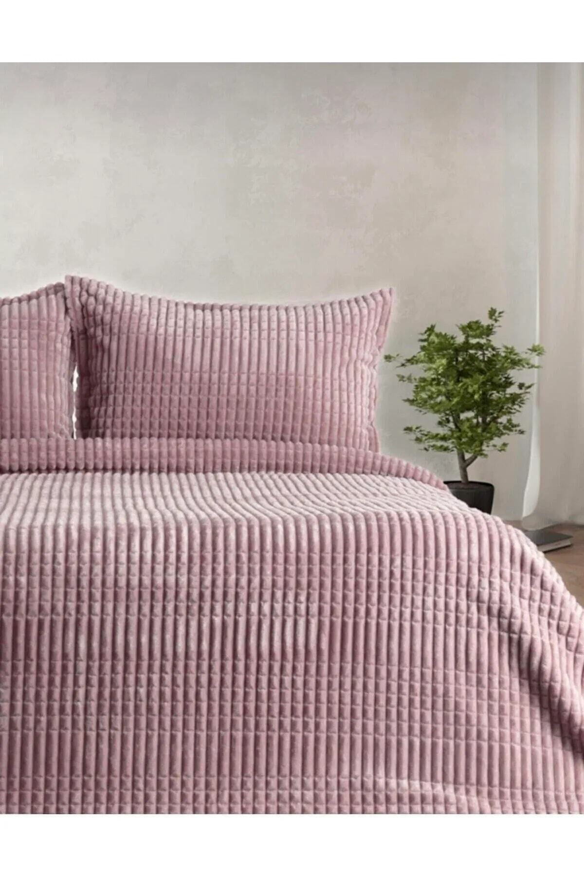 Merinos Modern Line Pembe Tek Kişilik Battaniye
