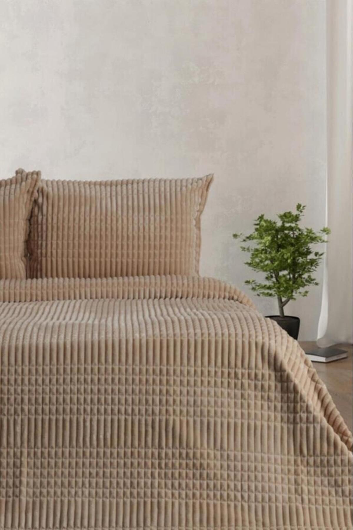 Merinos Modern Line Tek Kişilik Battaniye Seti Bej