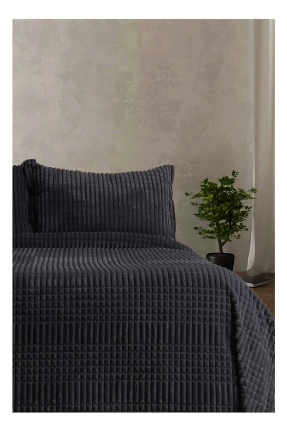 Merinos Modern Line Tek Kişilik Battaniye - Koyu Gri