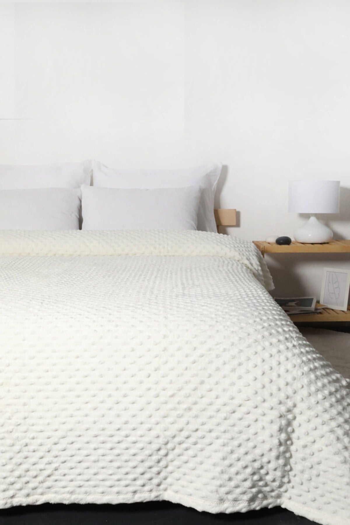 Merinos Pearl Krem Çift Kişilik Tomurcuk Battaniye