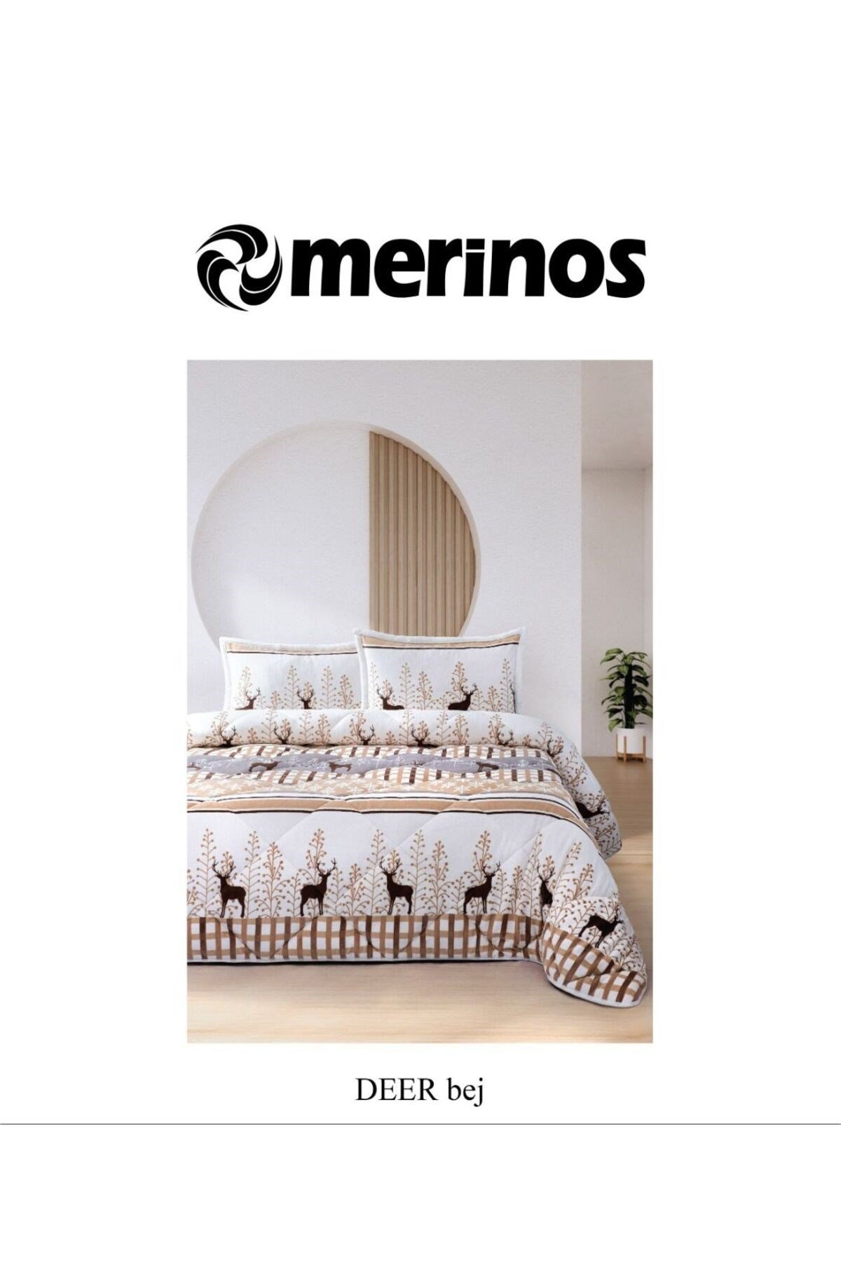 Merinos Tek Kişilik Comforter Set - Deer Bej (160x240 cm)