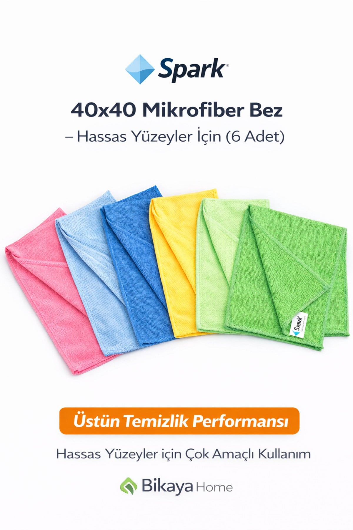 Mikrofiber Temizlik Bezi | 40x40 cm | 6 Adet | İz Bırakmaz | Hassas Yüzeyler İçin Güçlü Temizlik