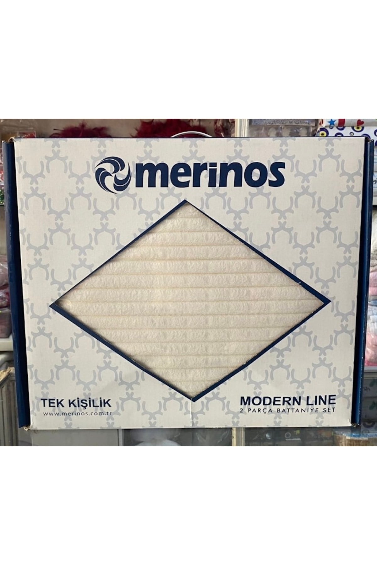 Modern Line 2 Parça Tek Battaniye Seti - Ekru