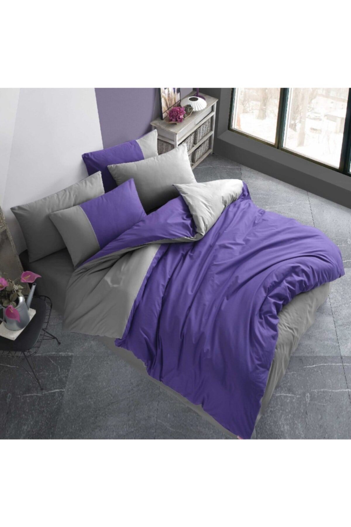 Mor   Diamond Poplin Çift Kişilik Nevresim Takımı