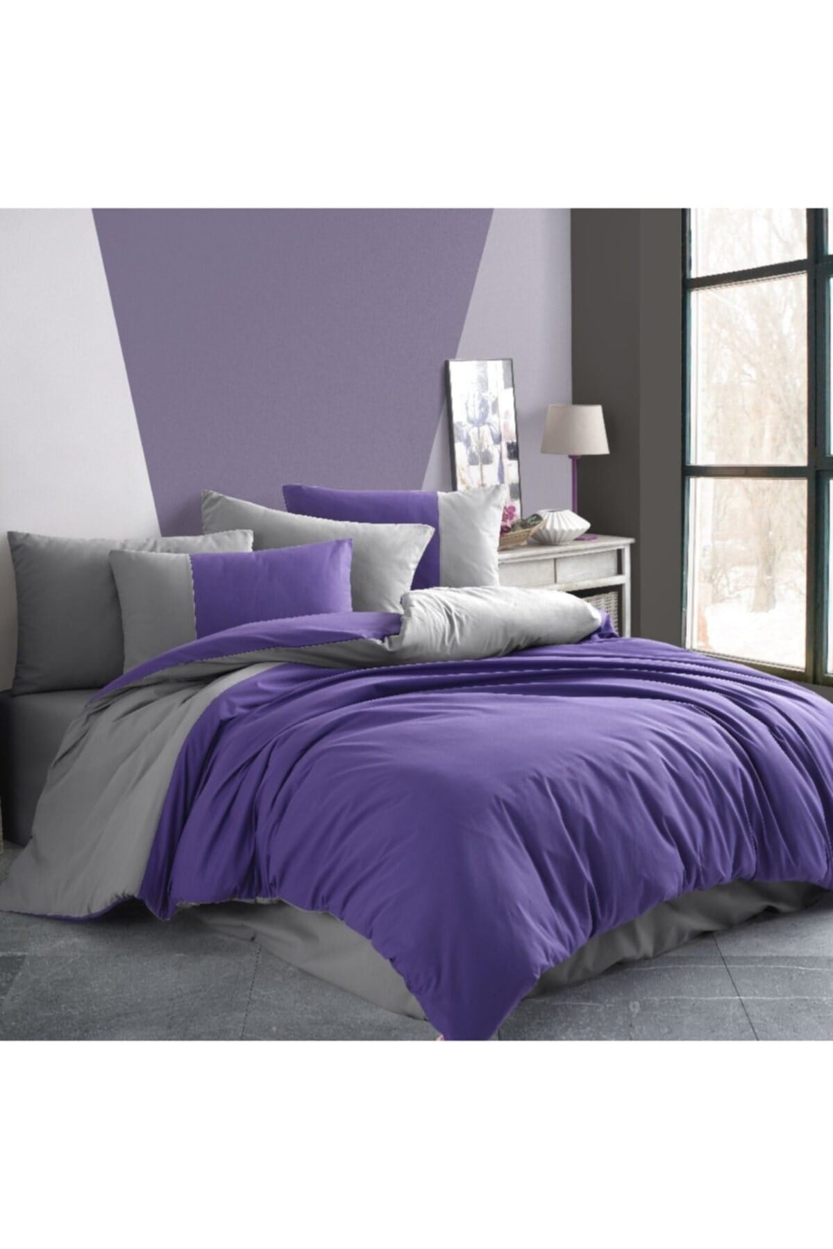 Mor   Diamond Poplin Çift Kişilik Nevresim Takımı