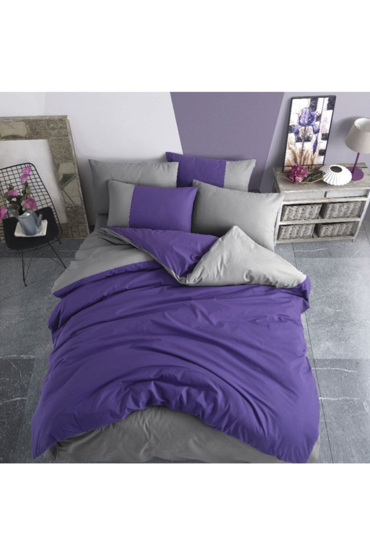 Mor   Diamond Poplin Çift Kişilik Nevresim Takımı