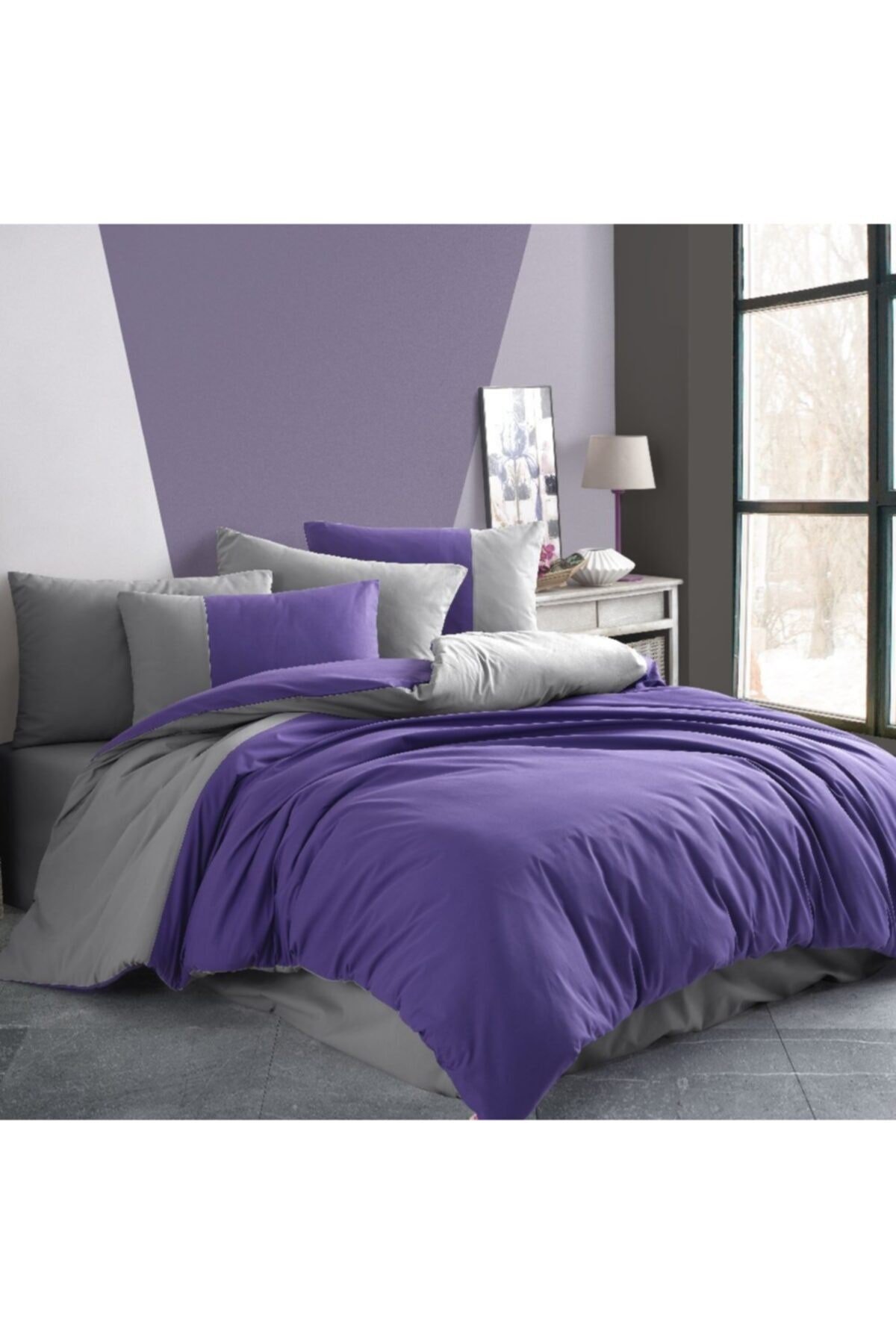 Mor   Diamond Poplin Çift Kişilik Nevresim Takımı