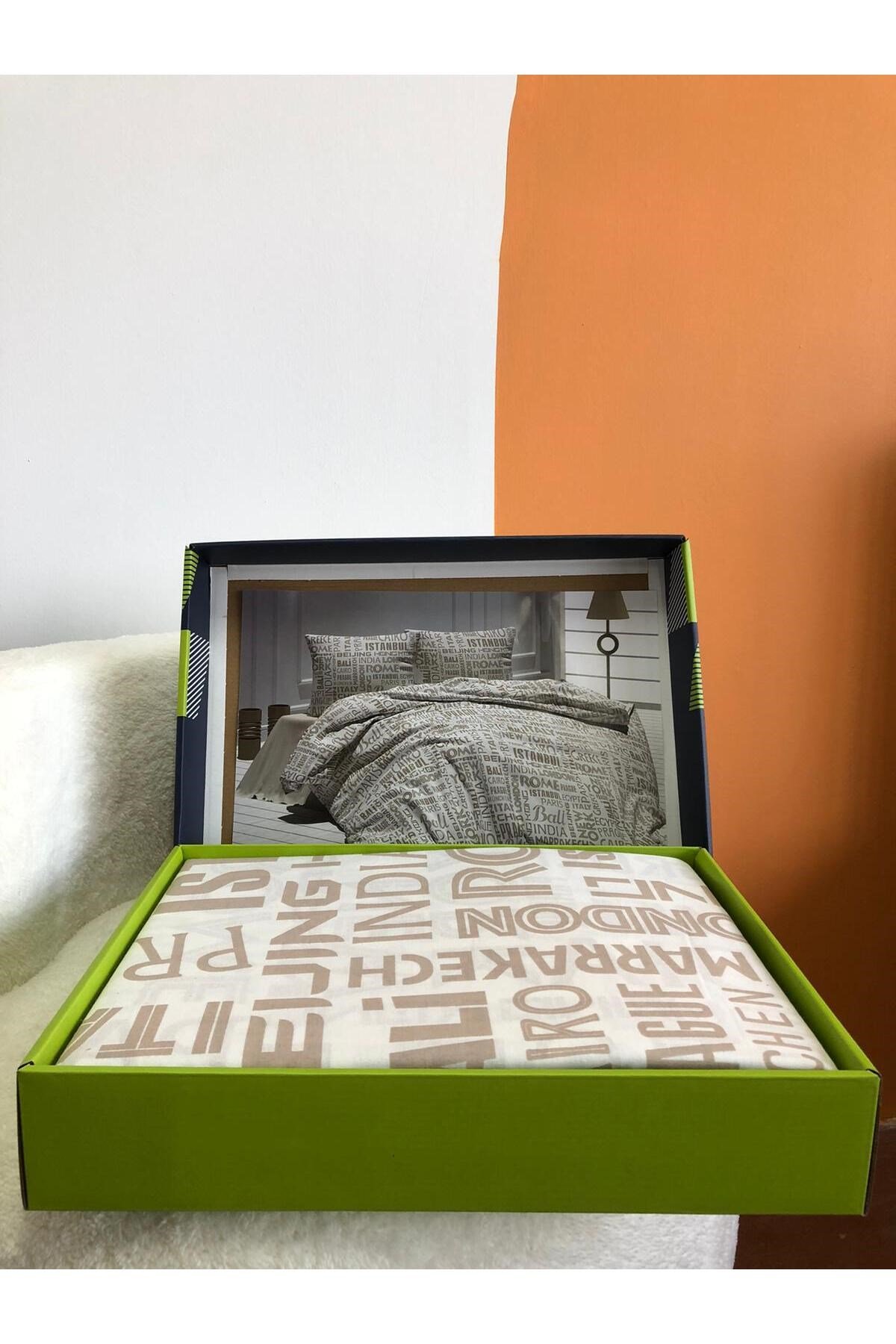 New Box Tek Kişilik Nevresim Takımı | Çarşafı Lastiksiz | Günlük Kullanım | Lüks Kutulu | 3 Parça