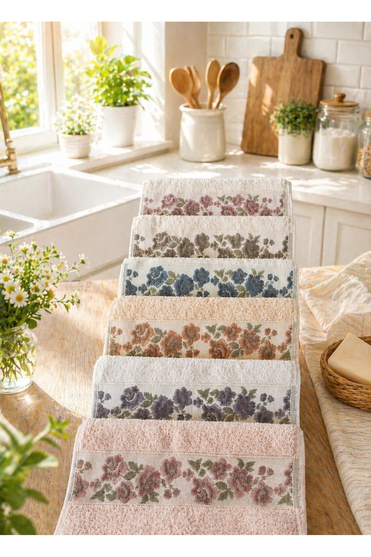 Nurpak 30x50 Gülizar Mutfak Havlusu | 6 Adet | % 100 Pamuk | Yumuşak Dokulu | Günlük, Hediyelik & Çeyizlik