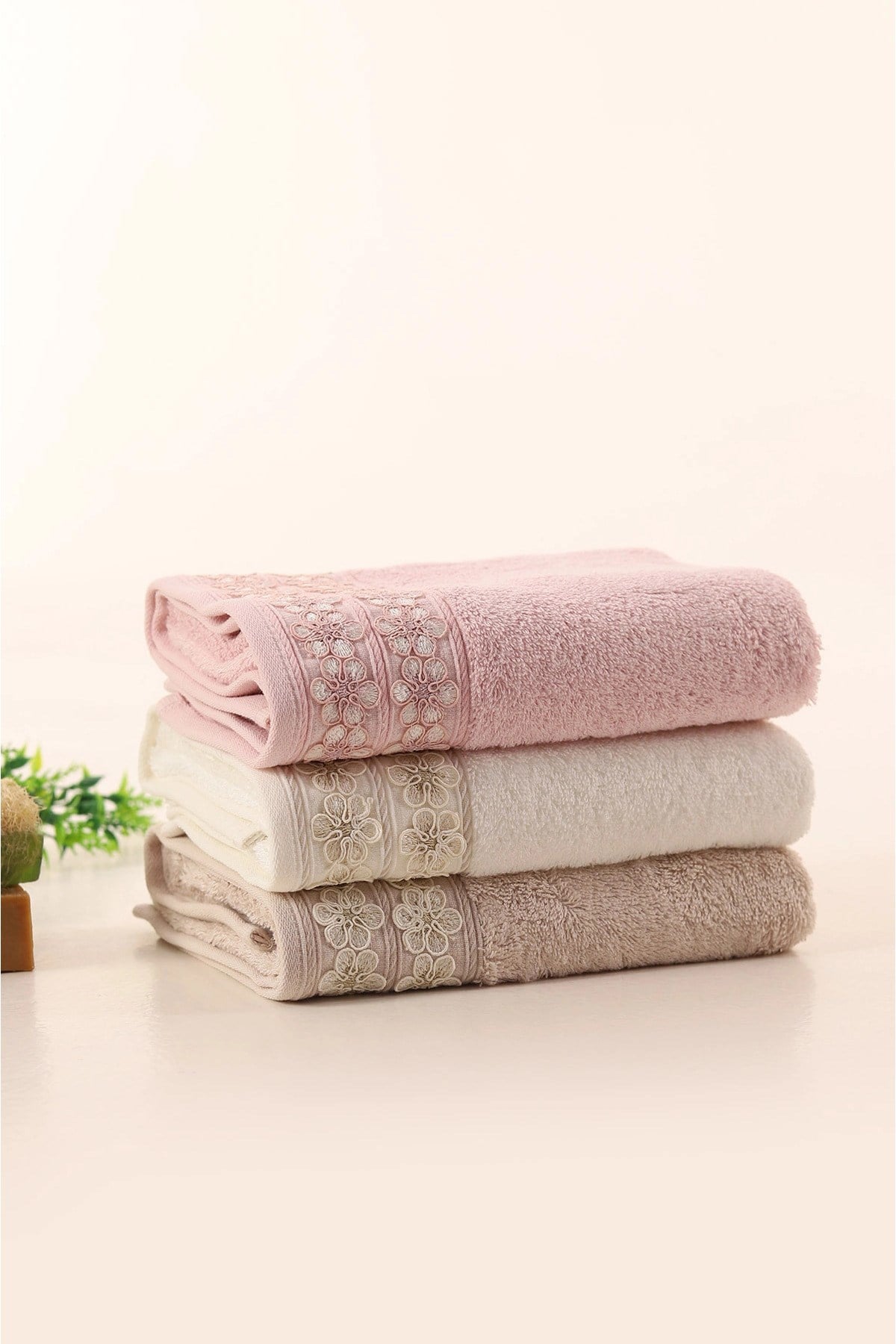 Nurpak Narin 50x90 cm Bamboo Güpürlü El Havlusu Seti | 3 Adet | %100 Pamuk | Günlük & Çeyizlik