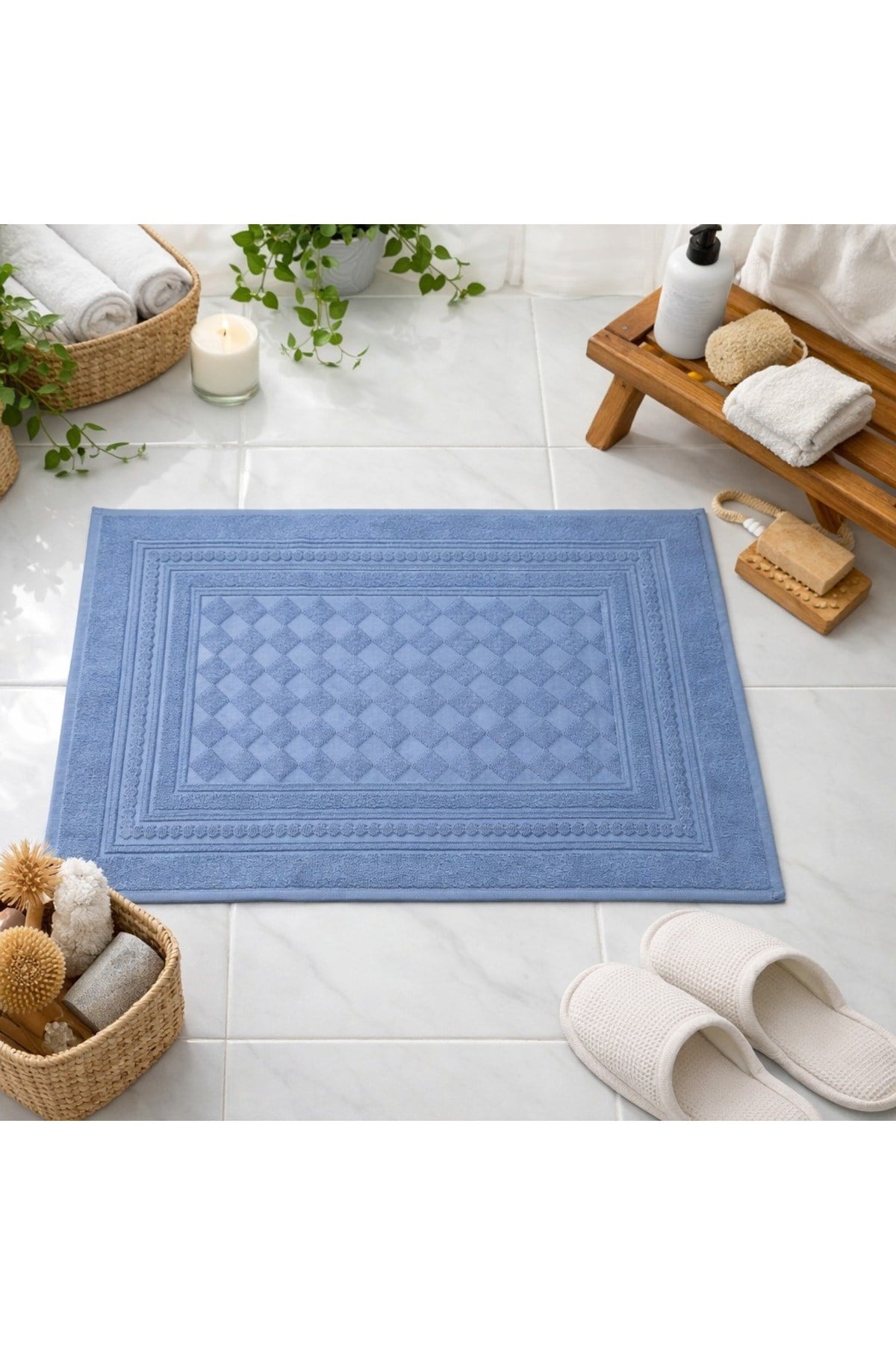 Piramit Desenli Lüks Ayak Havlusu | 50x70 cm | %100 Pamuk | Ultra Yumuşak Doku | Yüksek Emicilik | Dayanıklı ve Şık