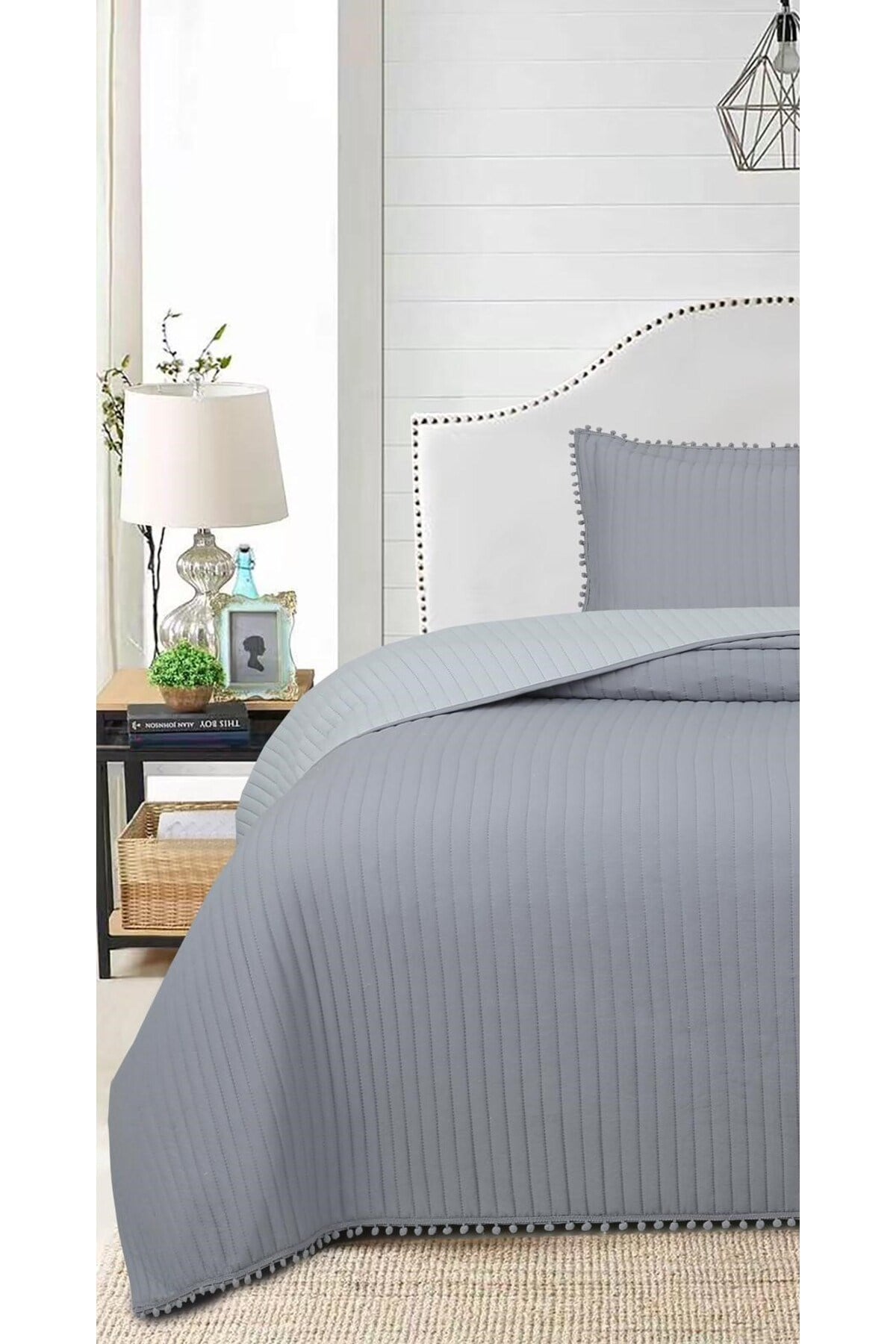 Ponponlu Tek Kişilik 2 Parça Yatak Örtüsü Seti - 180x240 cm - Pvc Çantalı