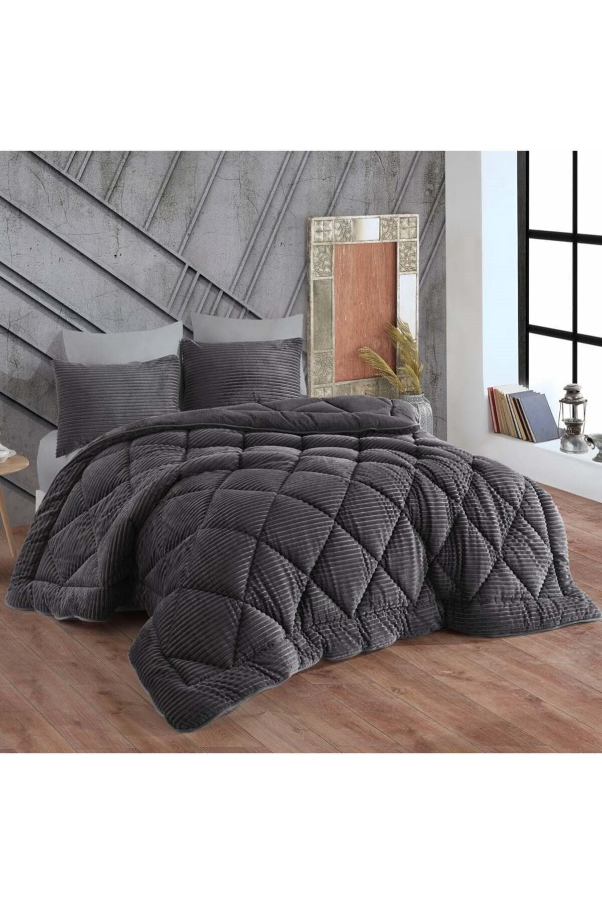 Premium Soft Çift Kişilik Yorgan Seti Antrasit