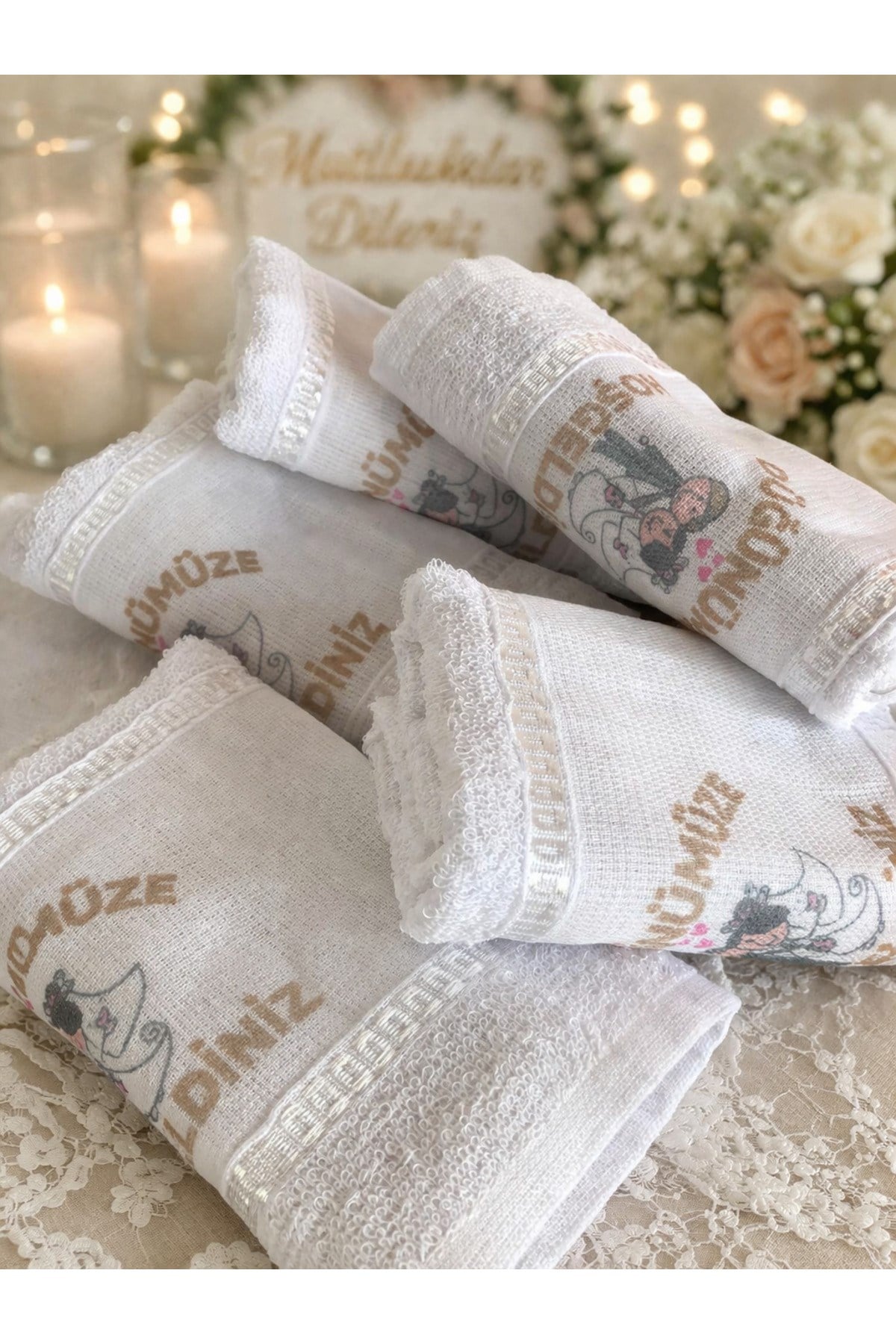 Saçaksız Düğün Havlusu 40x70 cm | 1100 gr | 12’li Ekonomik Set | Gelin Arabası Süsleme & Dağıtmalık