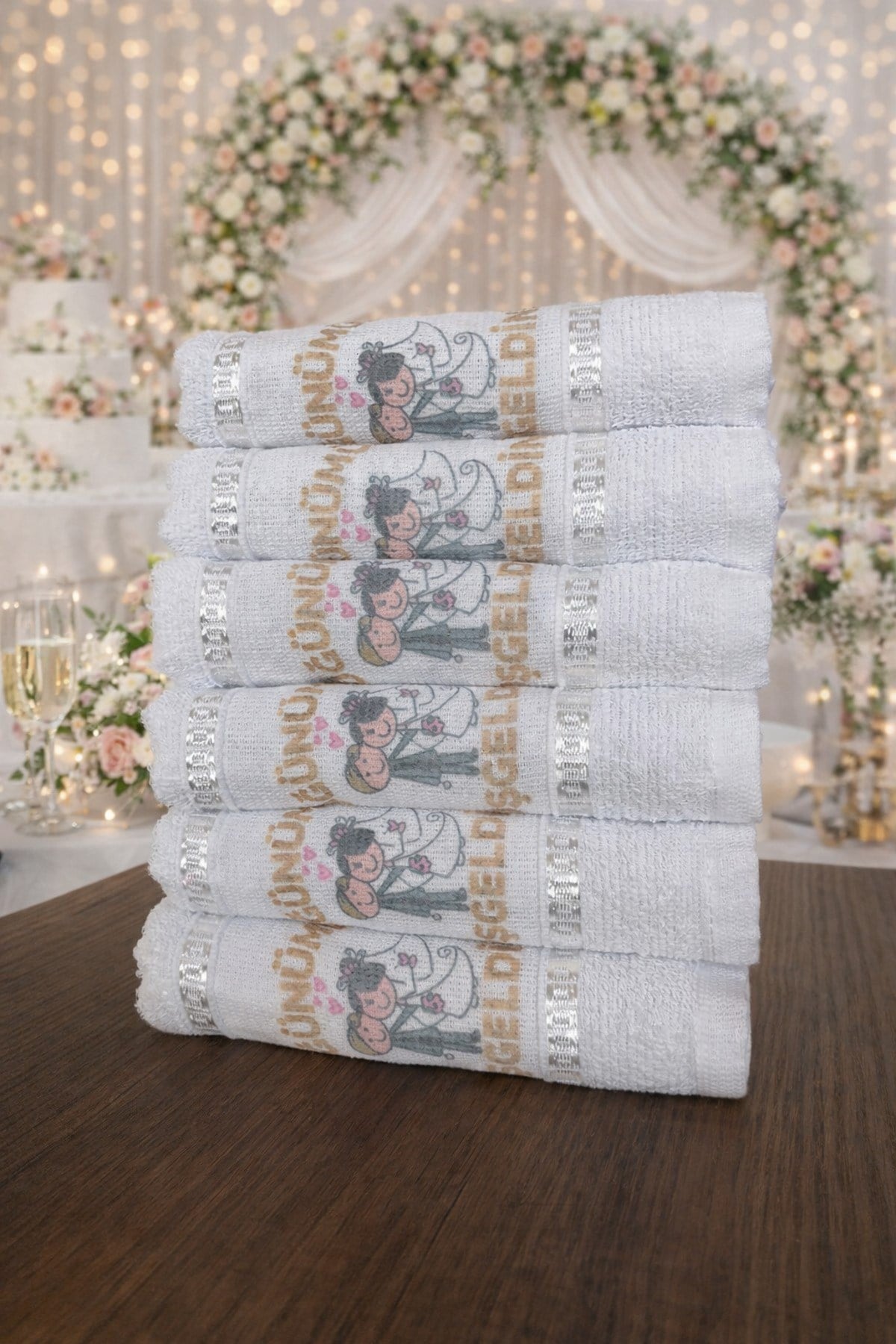 Saçaksız Düğün Havlusu 40x70 cm | 1100 gr | 12’li Ekonomik Set | Gelin Arabası Süsleme & Dağıtmalık