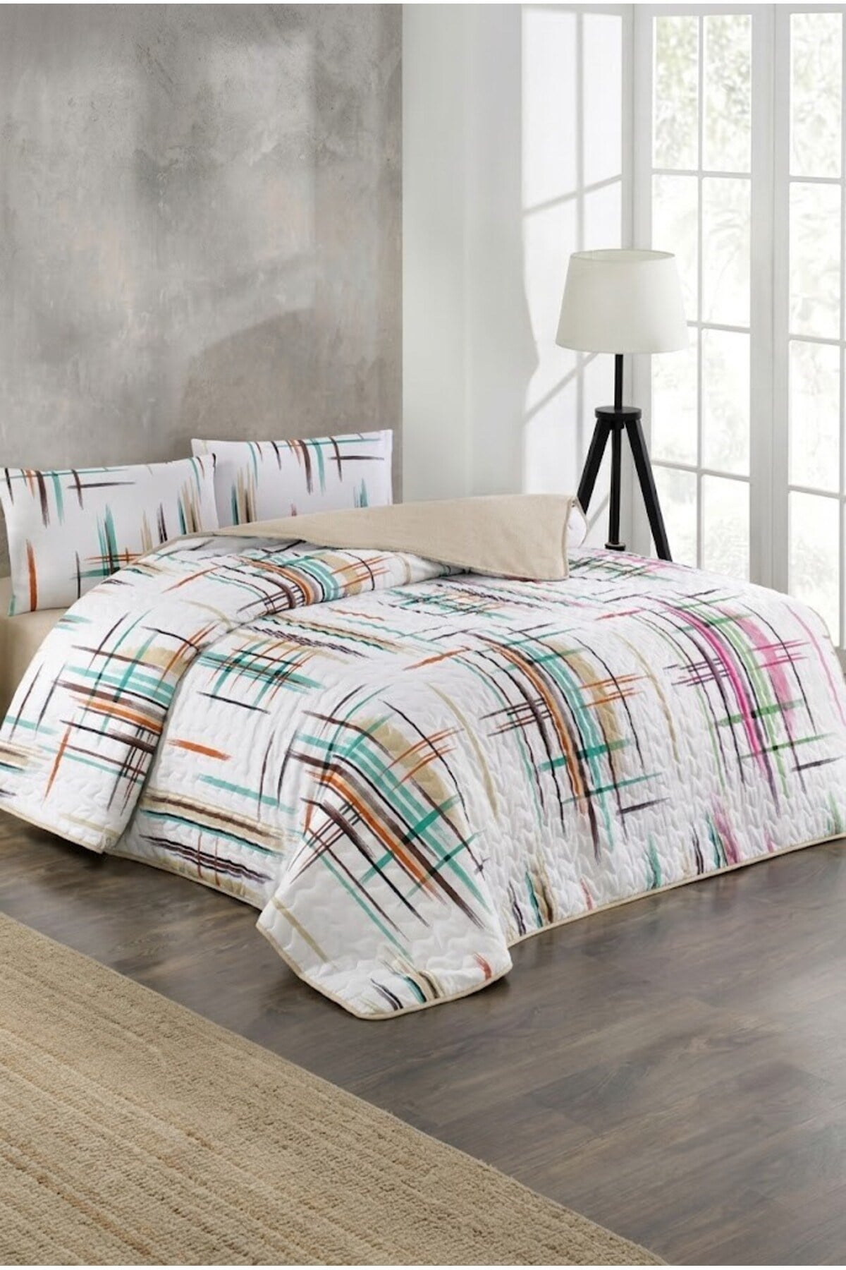 Stil 4 Mevsim Kapitoneli (200x220) Çift Kişilik Yorgan Konulabilir Nevresim Takımı 220x240 Çarşaf
