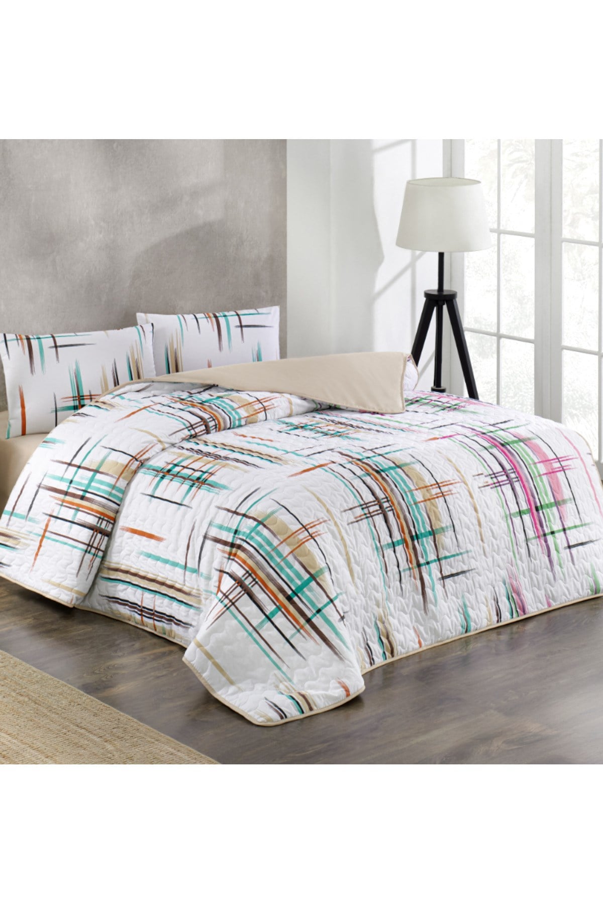 Stil 4 Mevsim Kapitoneli (200x220) Çift Kişilik Yorgan Konulabilir Nevresim Takımı 220x240 Çarşaf