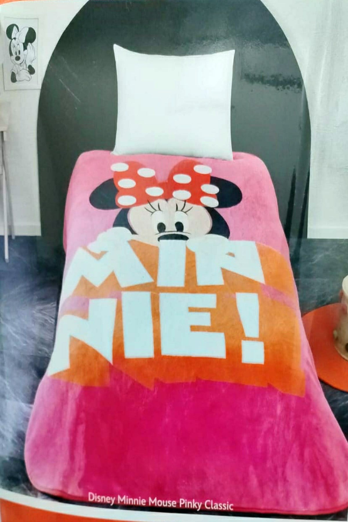 Taç Lisanslı Tek Kişilik Battaniye Minnie Mouse Pinky Classic