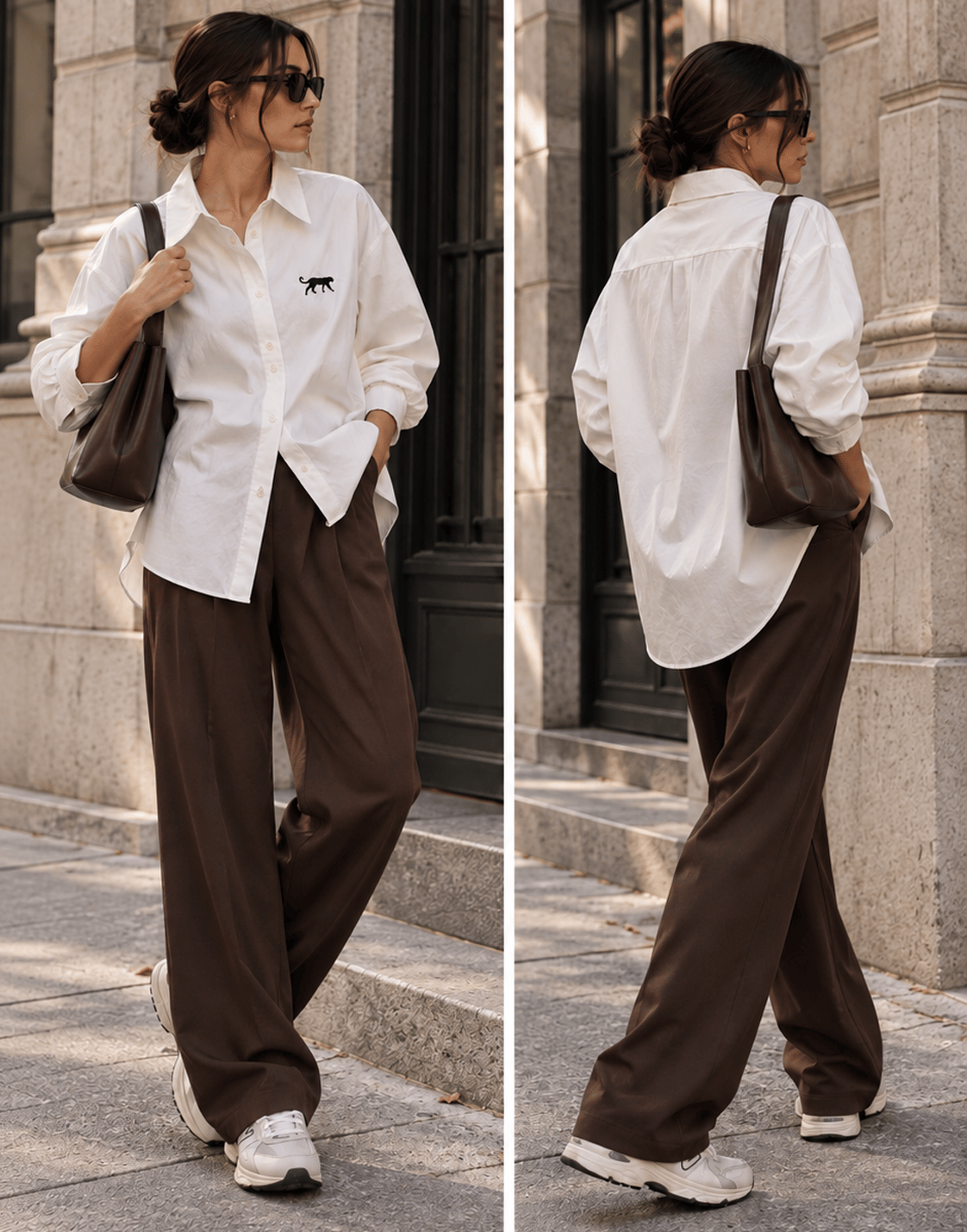 Kadın Panter Nakış Detaylı Oversize Gömlek