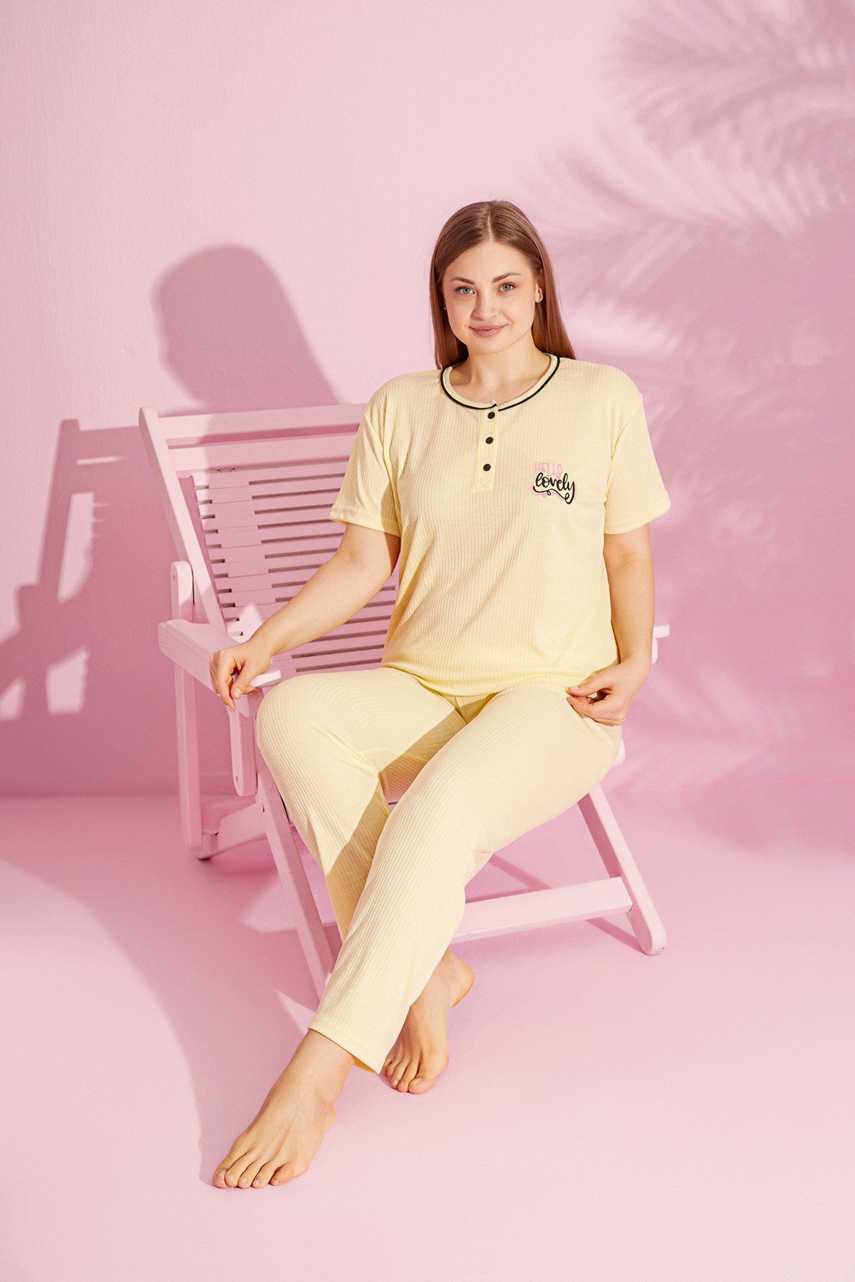 Büyük Beden FİTİLLİ KISA KOL Pijama Takımı