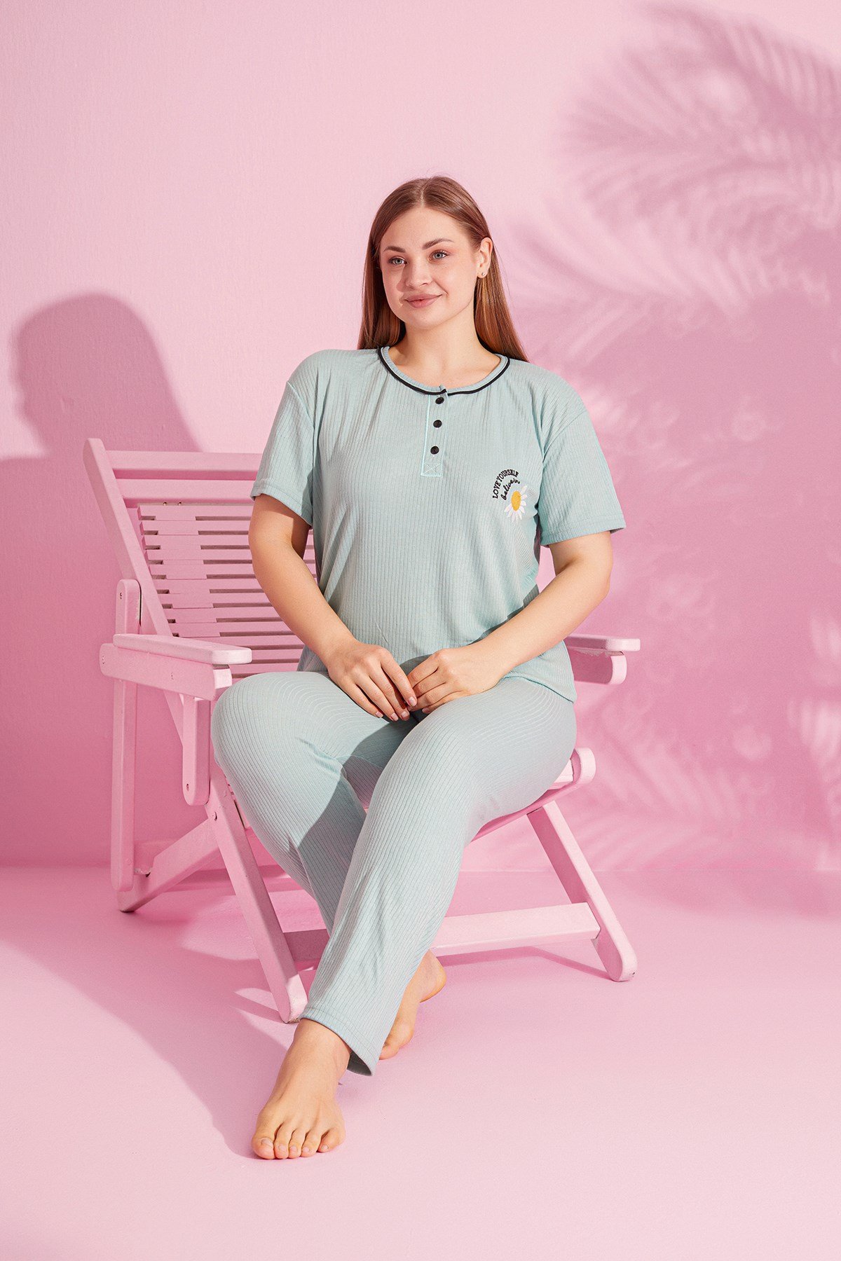Büyük Beden FİTİLLİ KISA KOL Pijama Takımı
