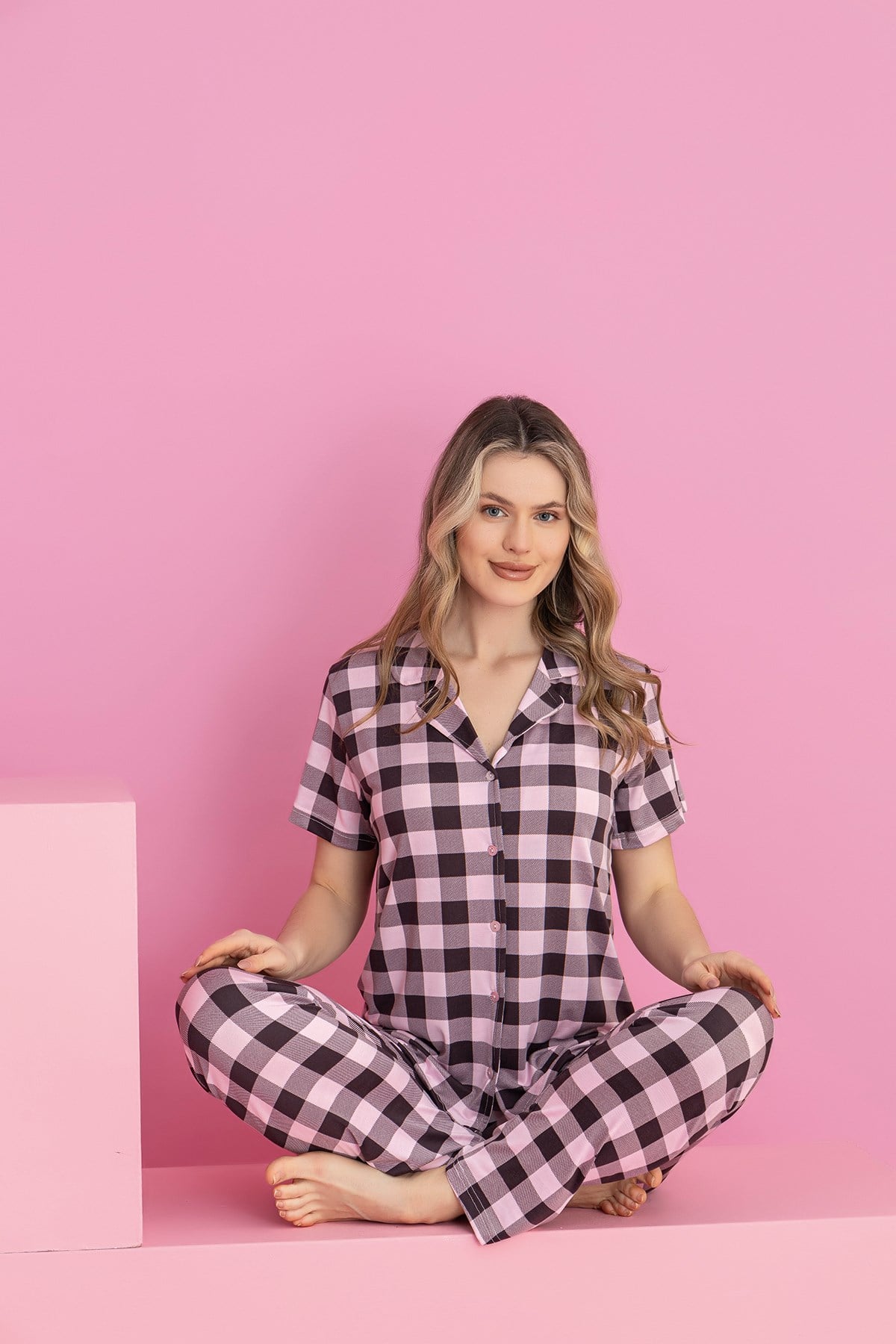 Kadın Düğmeli Pijama Takımı
