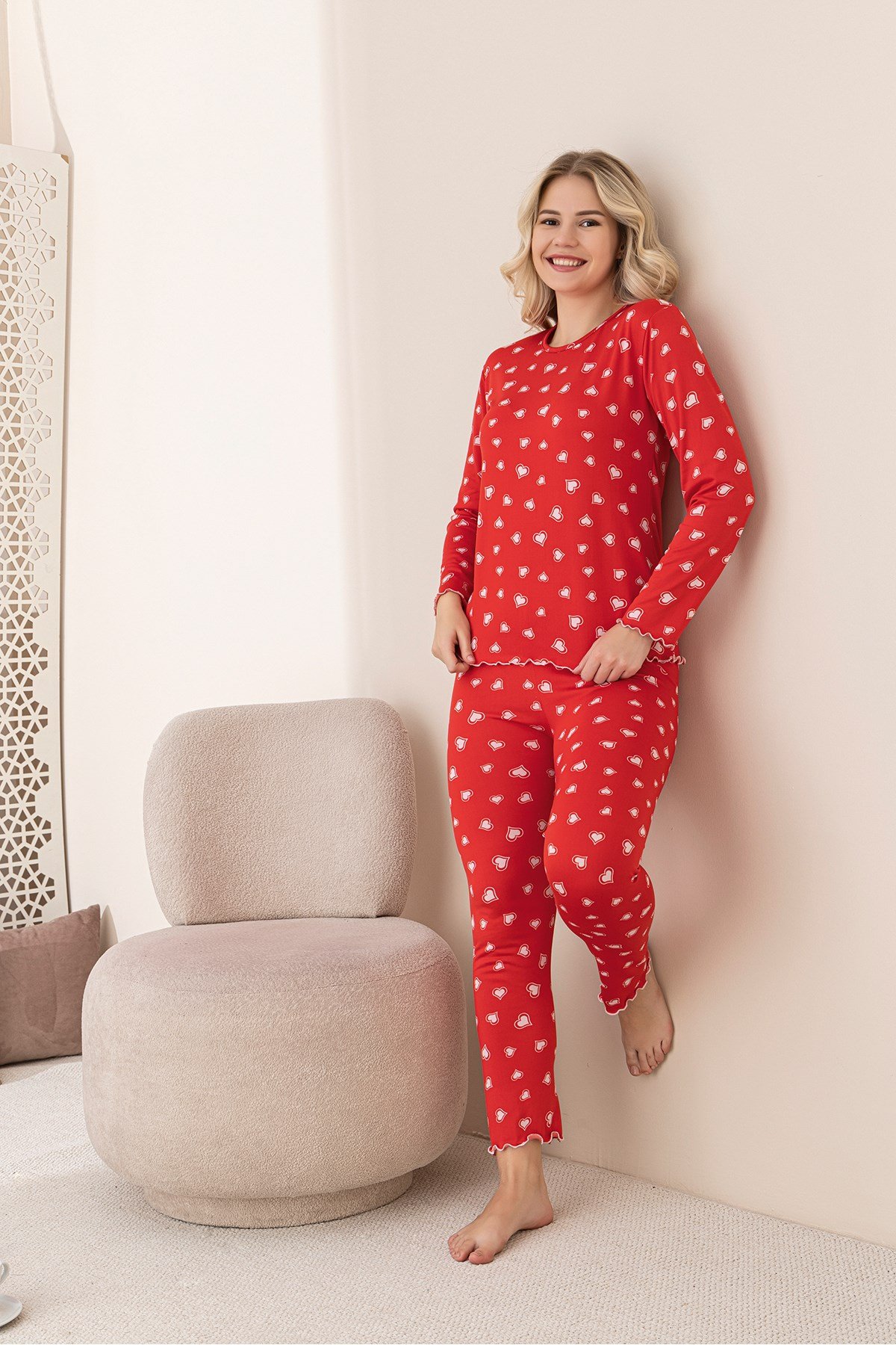 KADIN KALPLI Milan Örme Uzun Kol Kadın Pijama Takımı