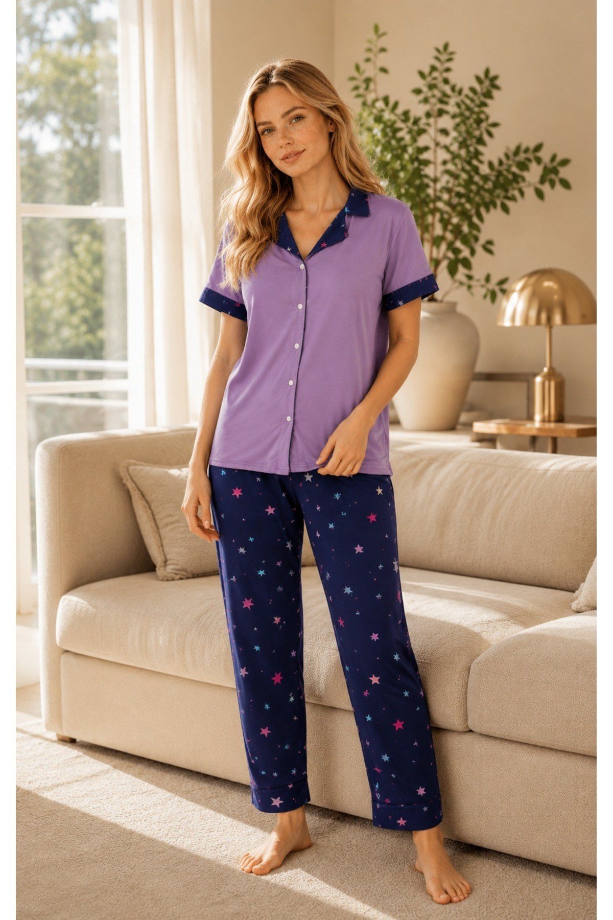 Kadın MİLAN Düğmeli Pijama Takımı
