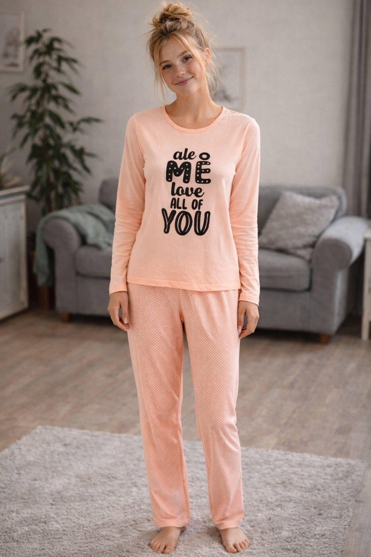 Kadın Puantiyeli Süprem Pijama Takımı