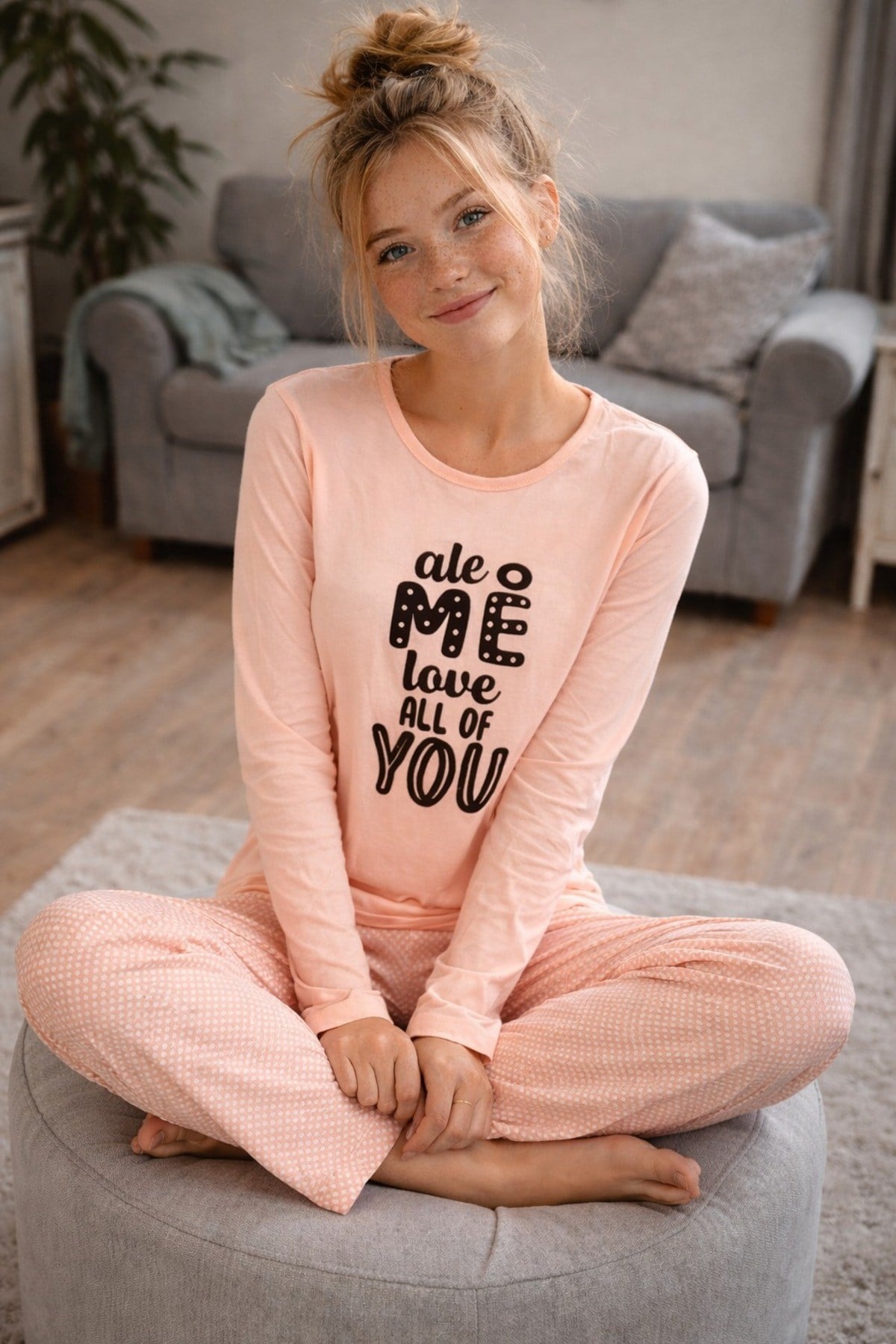 Kadın Puantiyeli Süprem Pijama Takımı