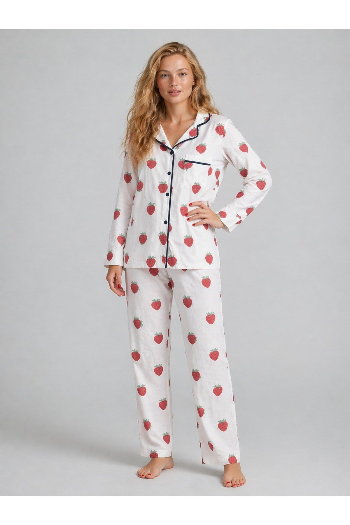 Kadın VİSKON Düğmeli Pijama Takımı