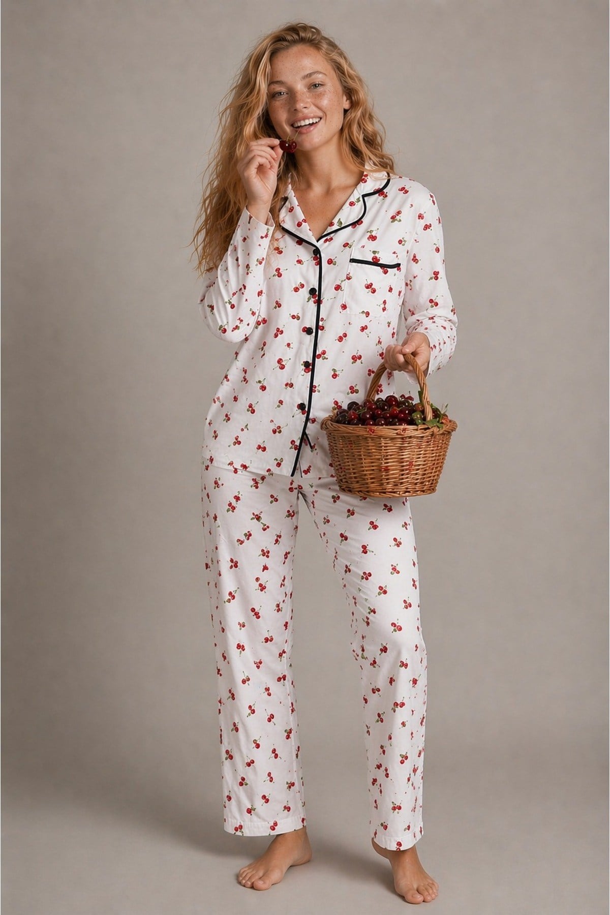 Kadın Viskon Düğmeli Pijama Takımı