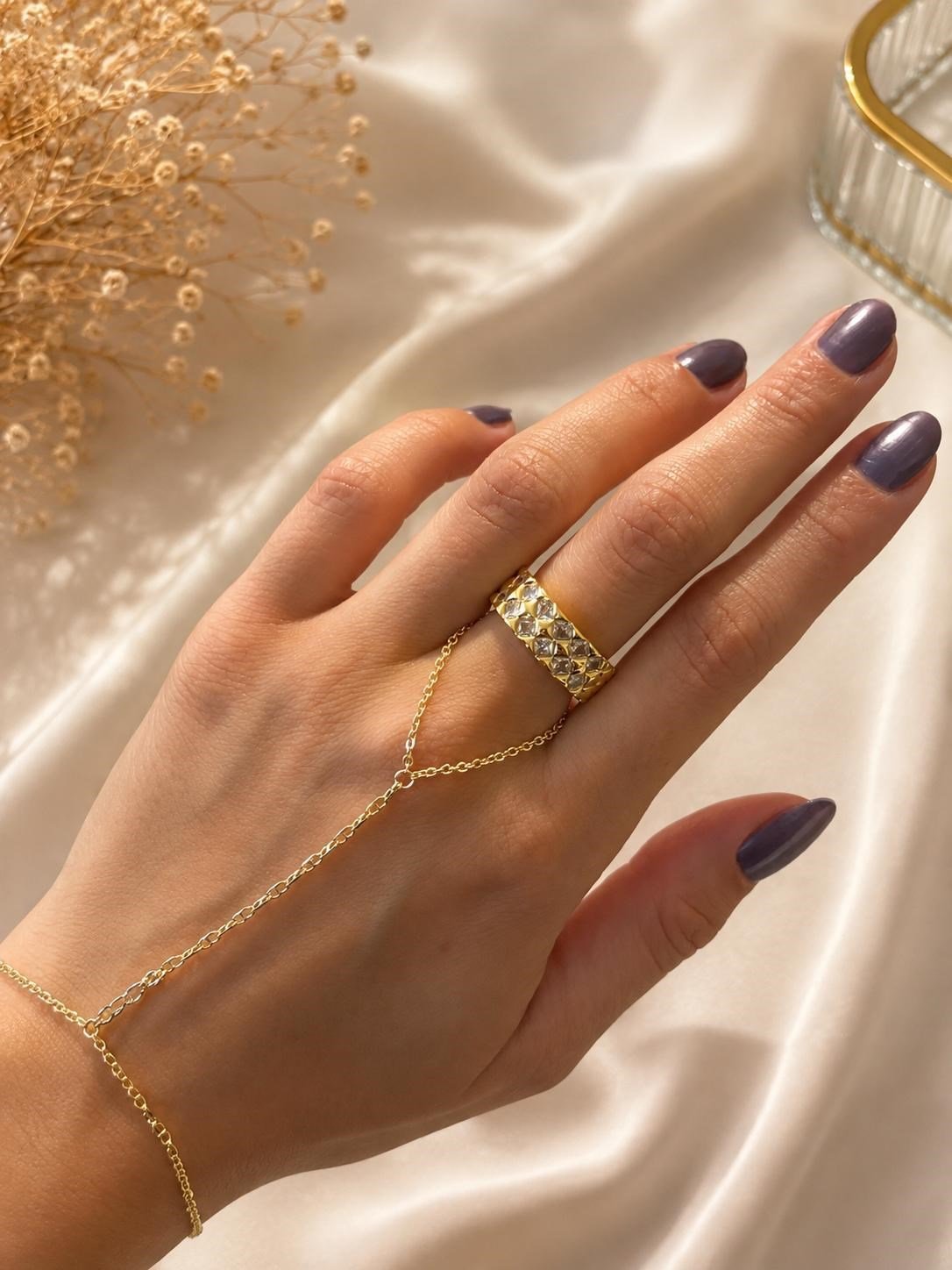 Baklava Desen Gold Yüzük