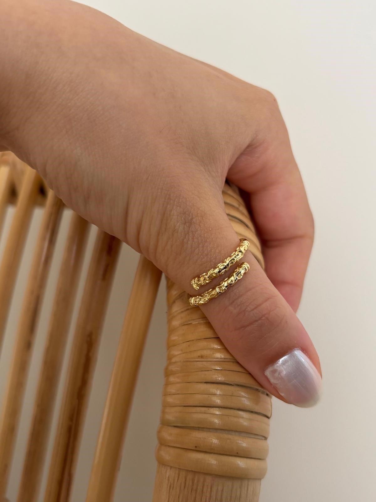 Eskitme Döngü Gold Yüzük