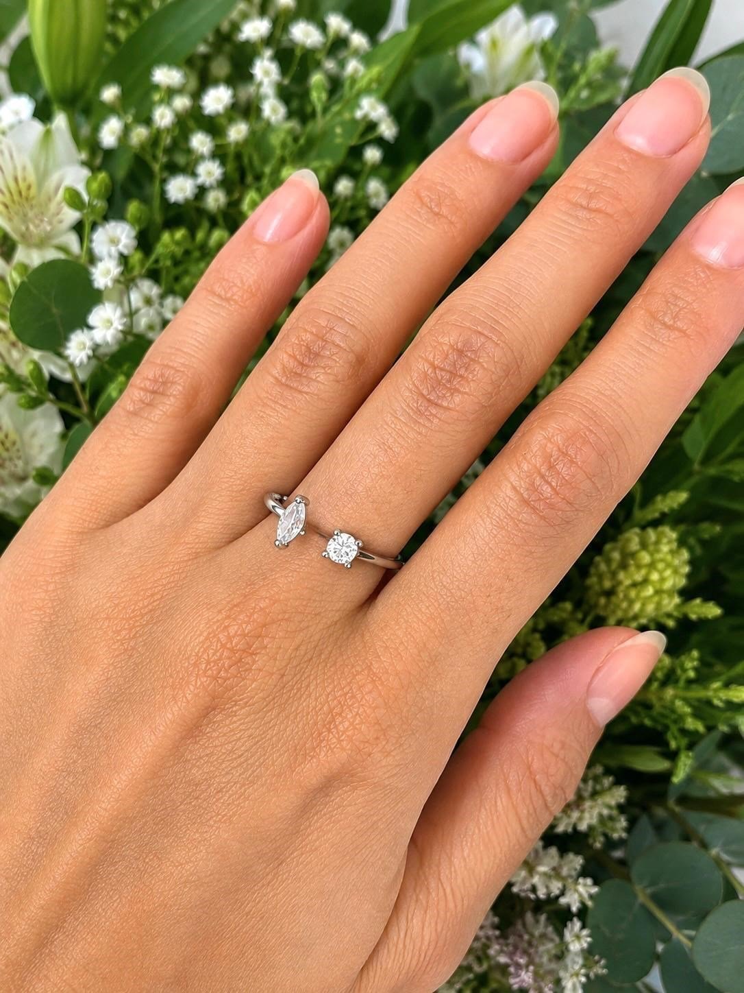 İki Taşlı Silver Yüzük