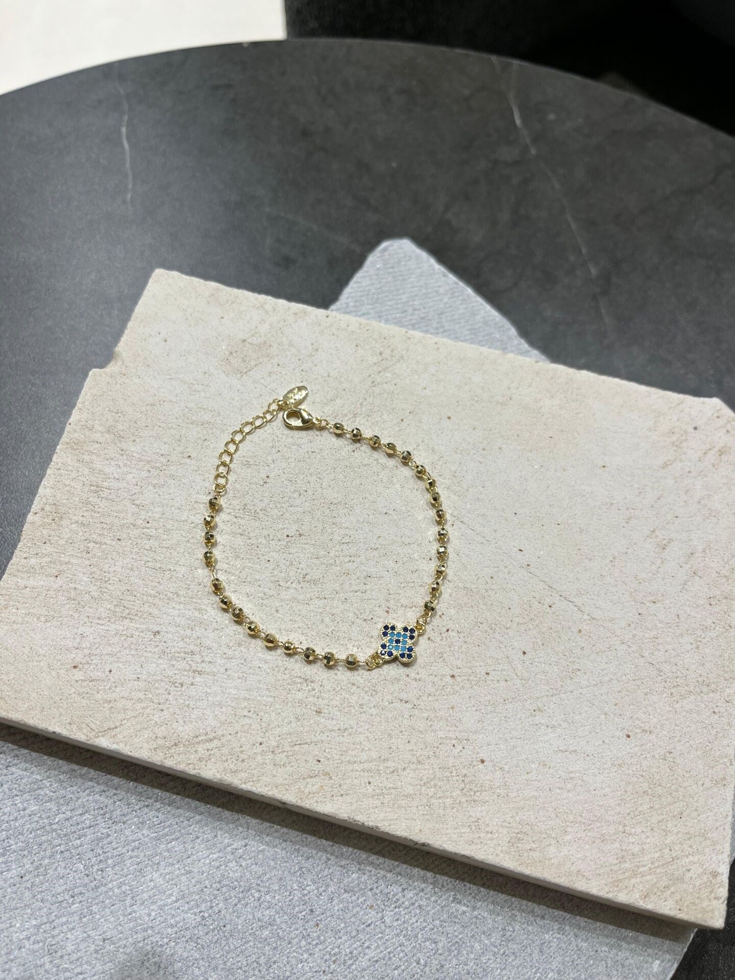 Mavi Taşlı Yonca Bileklik