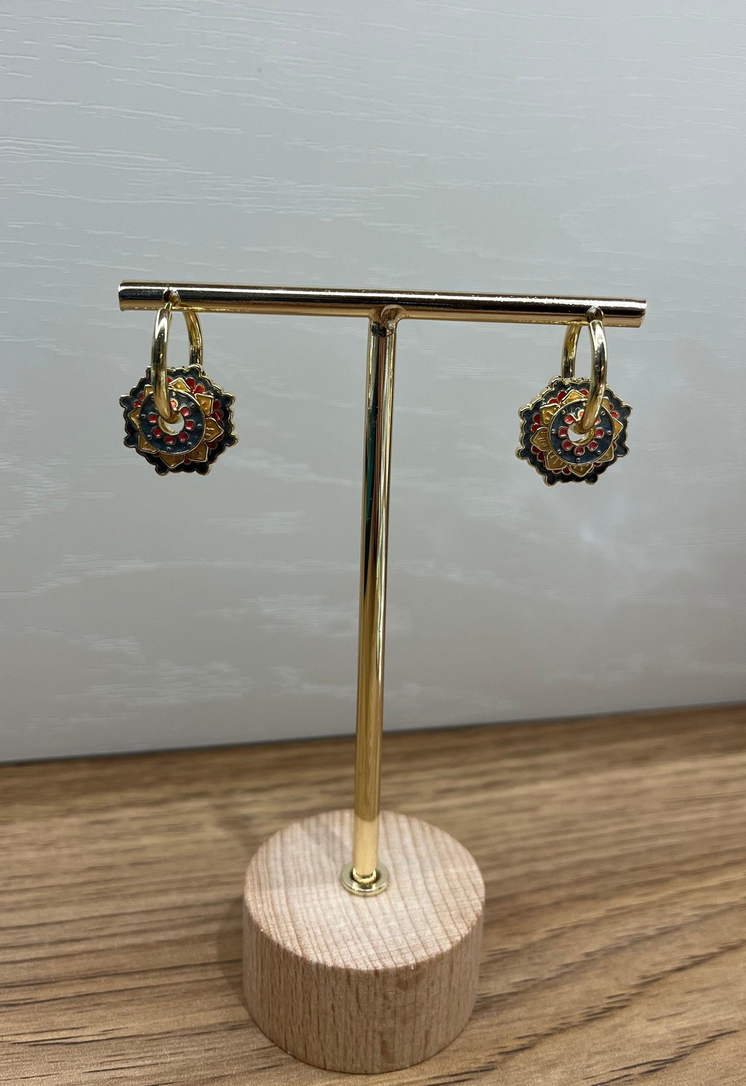 Mineli Vintage Renkli Lotus Küpe