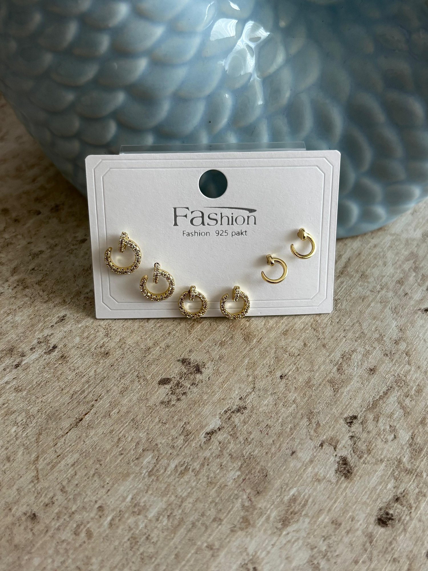 Minimal Halkalar Gold Altılı Küpe